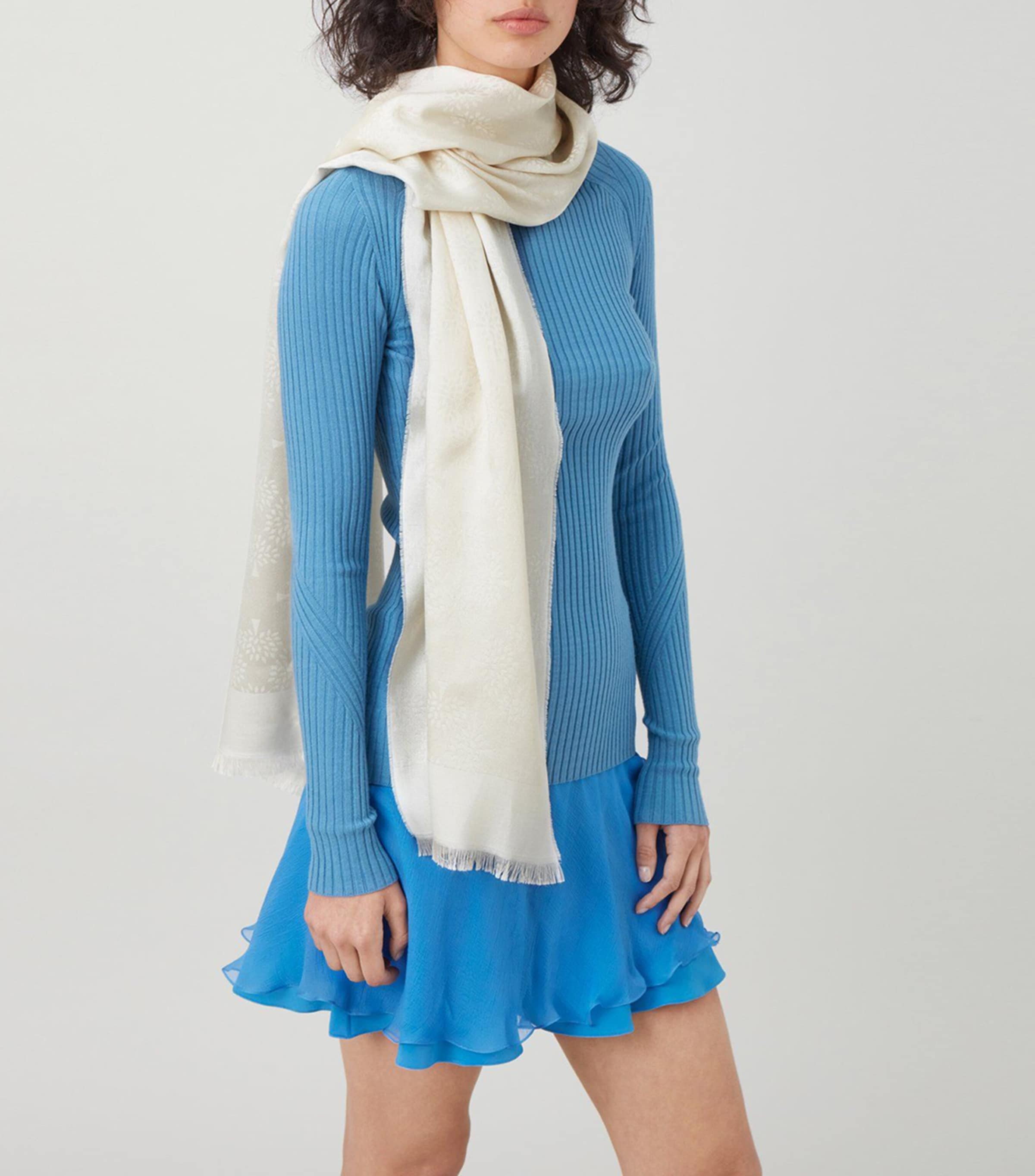 Mulberry Silk-Organic Cotton Tree Scarf Cream Image 3
