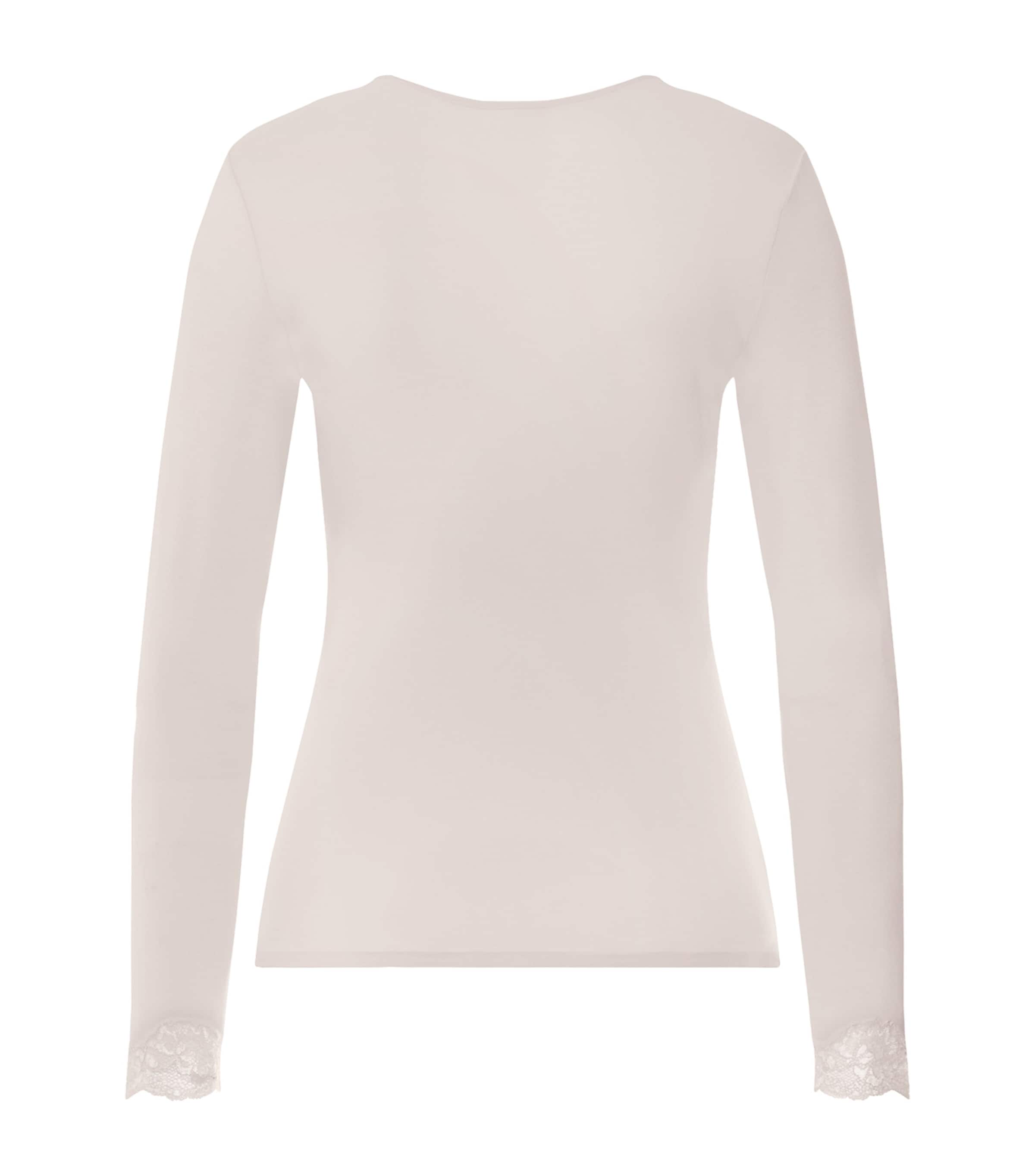 Hanro Womens Lace-Trim Dana T-Shirt Moonlight Image 3
