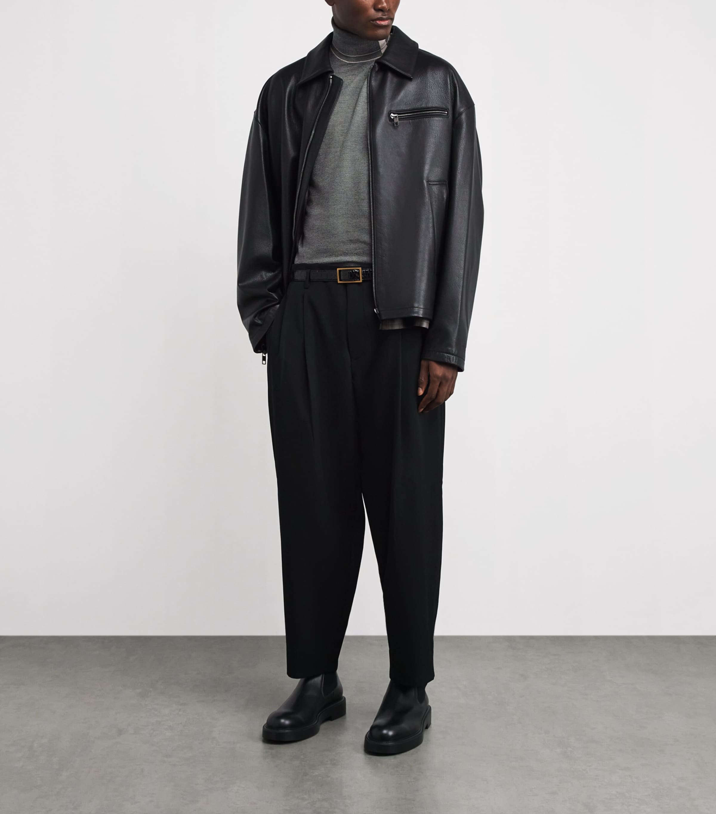 Virgin Wool Stripe Rollneck Sweater FB067 Image 2