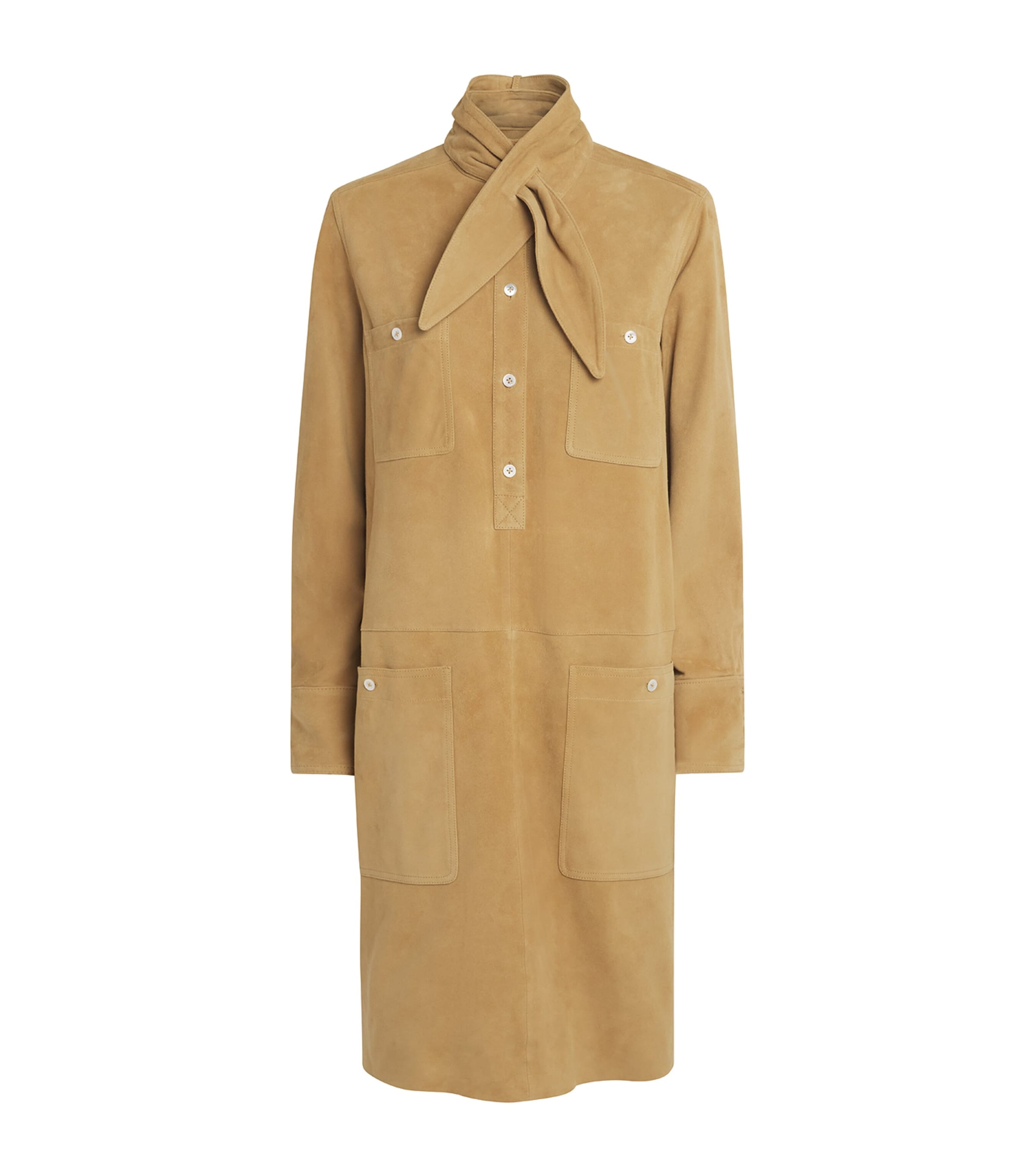 Polo Ralph Lauren Womens Suede Utility Dress Khaki Image 1