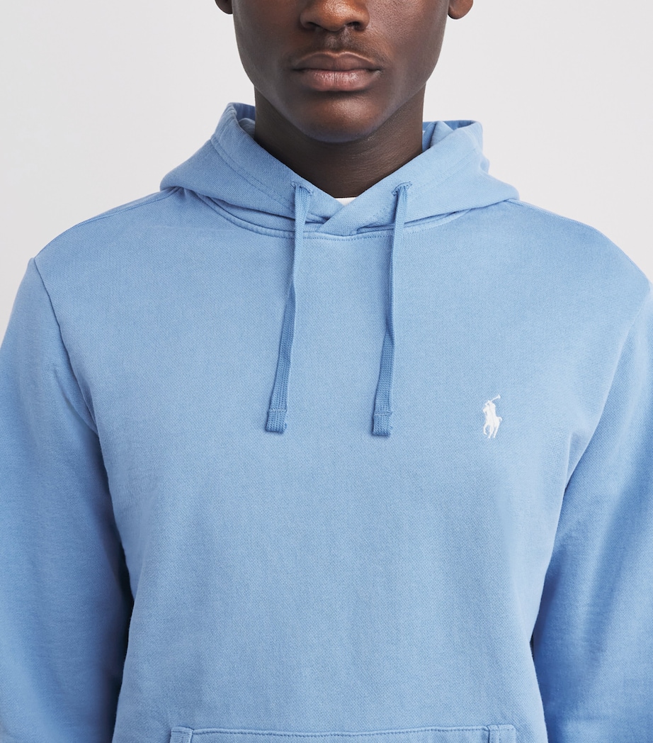 Polo Ralph Lauren Mens Cotton Loopback Fleece Polo Pony Hoodie Bristol Blue Image 3