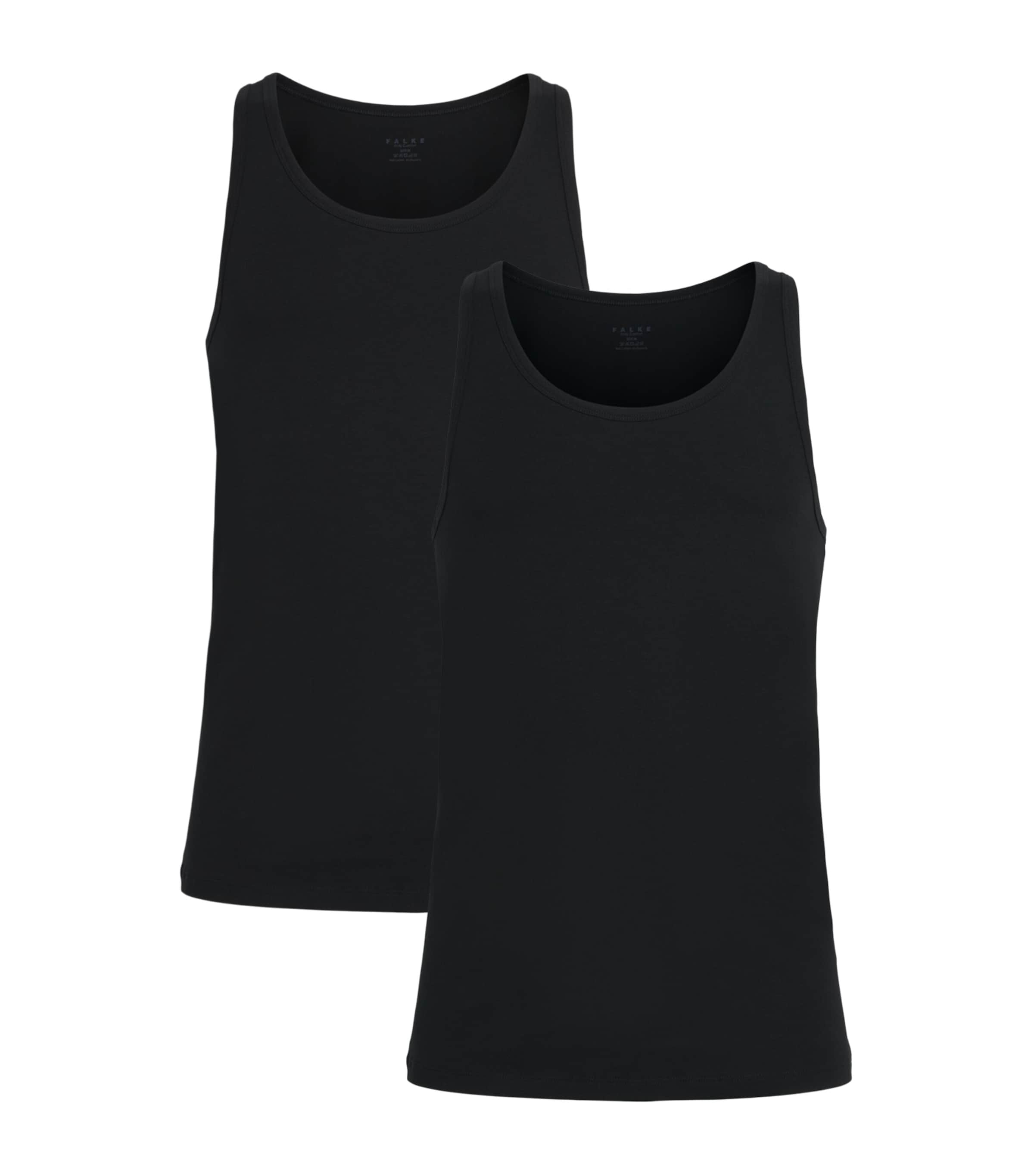 Falke Mens Egyptian Cotton Vests (Pack of 2) Black Image 1