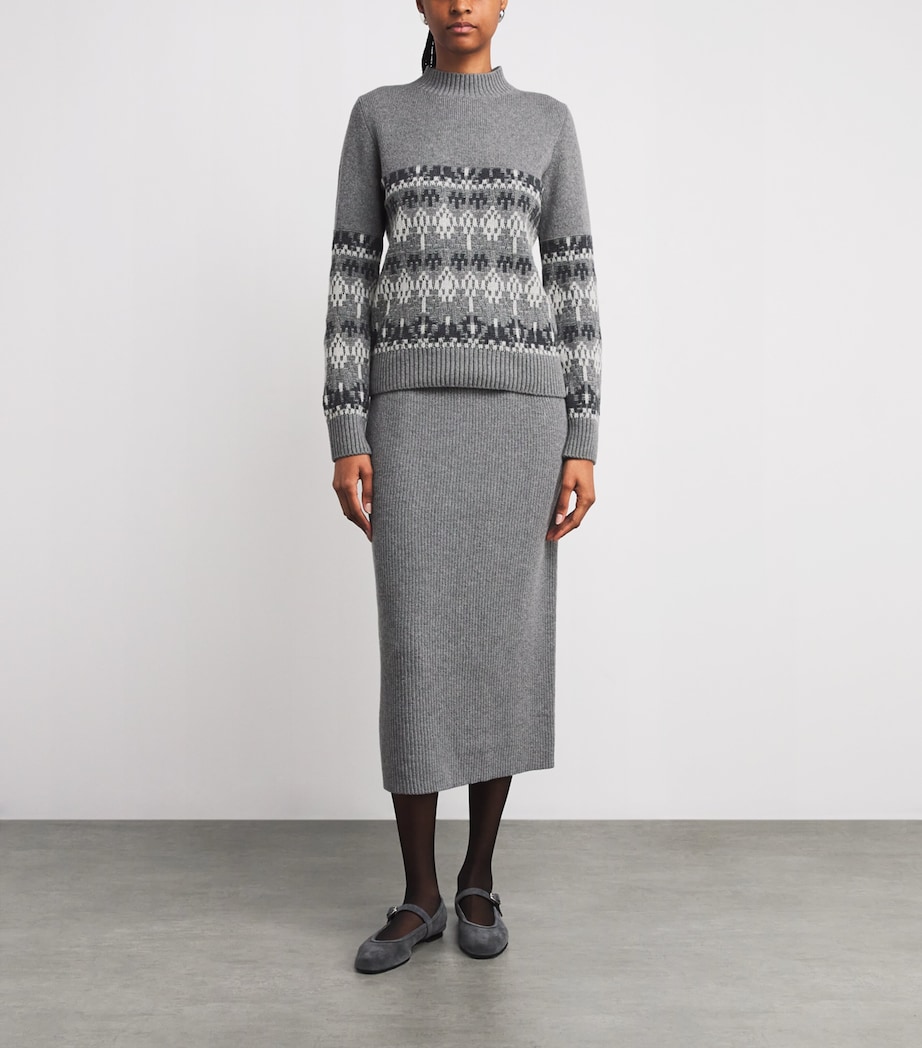 Lambswool-Blend Jacquard Sweater 3530 M GREY MEL Image 2