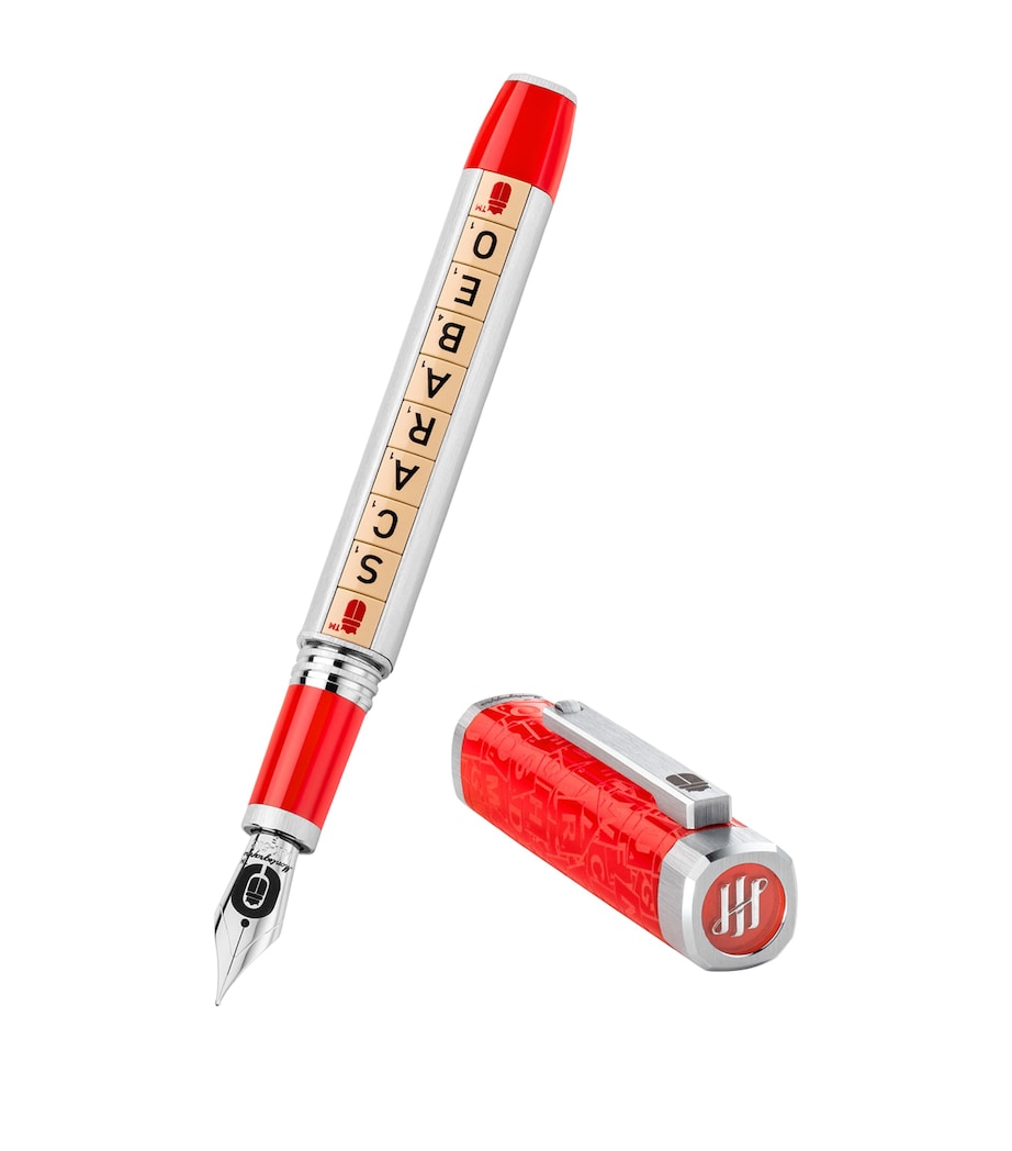 Yellow-Gold Trim Scarabeo Fountain Pen RED&SILVER Image 3