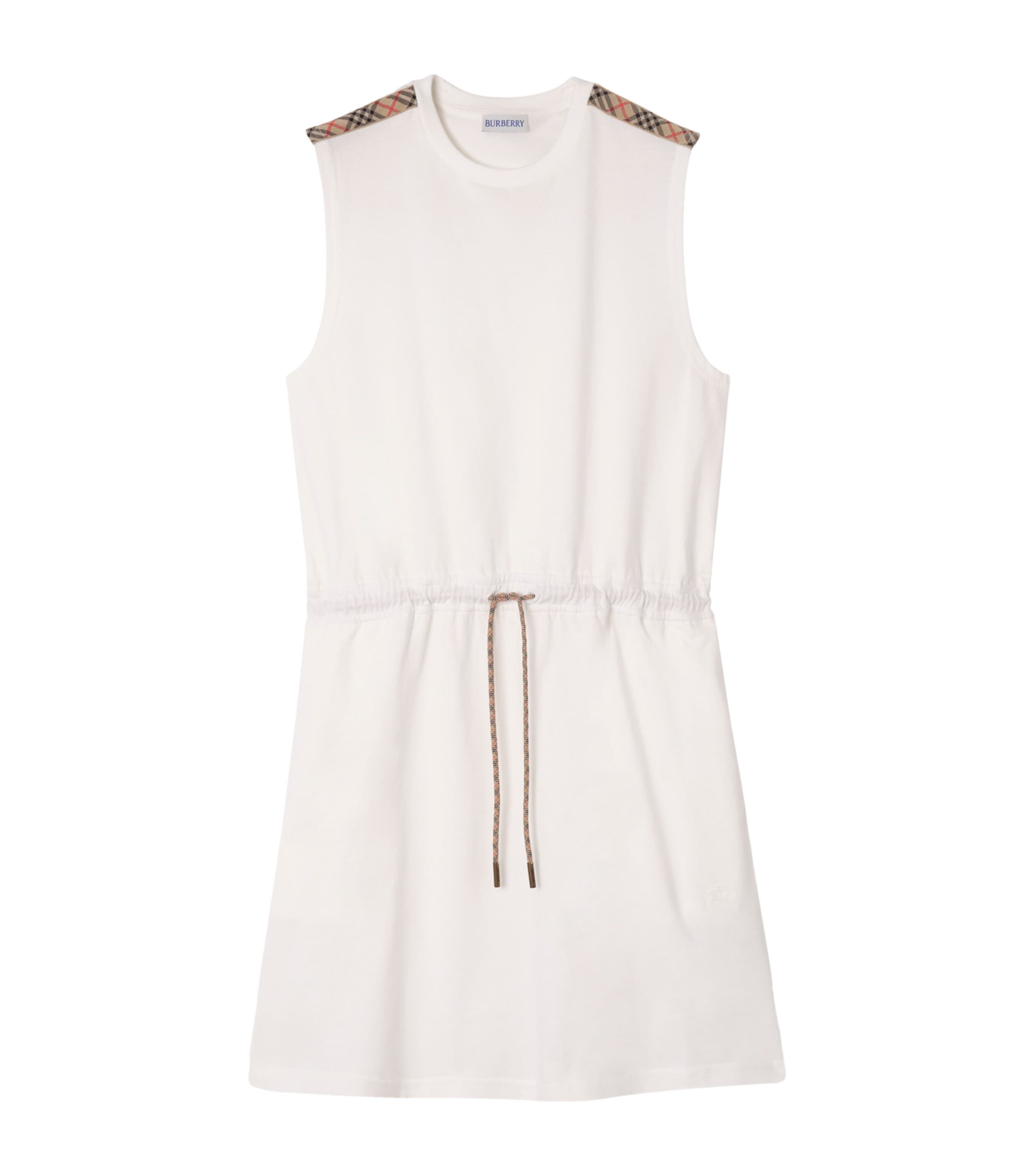 Burberry Womens Cotton Jersey Sleeveless Mini Dress Chalk Image 1