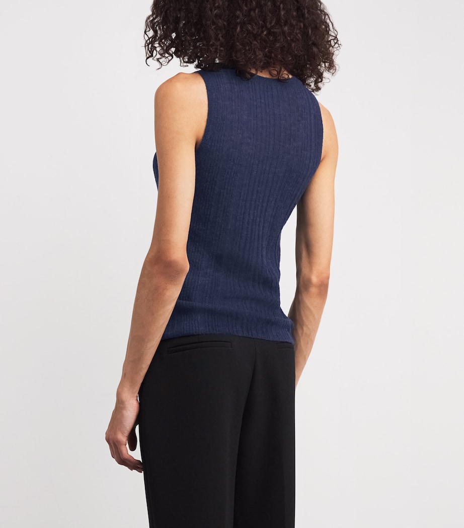 Wool-Blend Sheer Ycaza Tank Top INDIGO Image 4