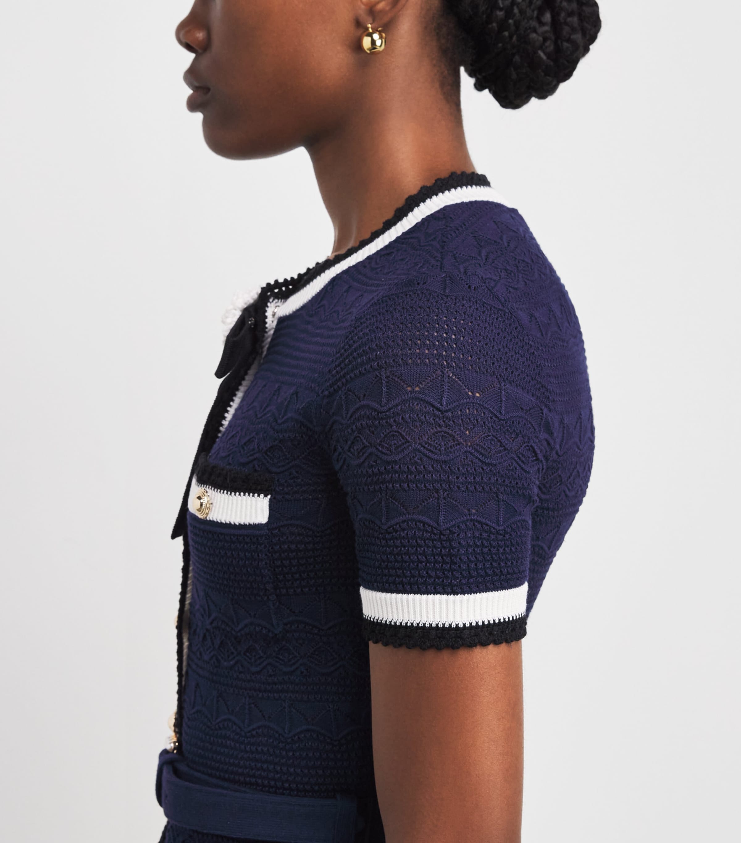 Self-Portrait Womens Knitted Belt Midi Dress Navy Image 5