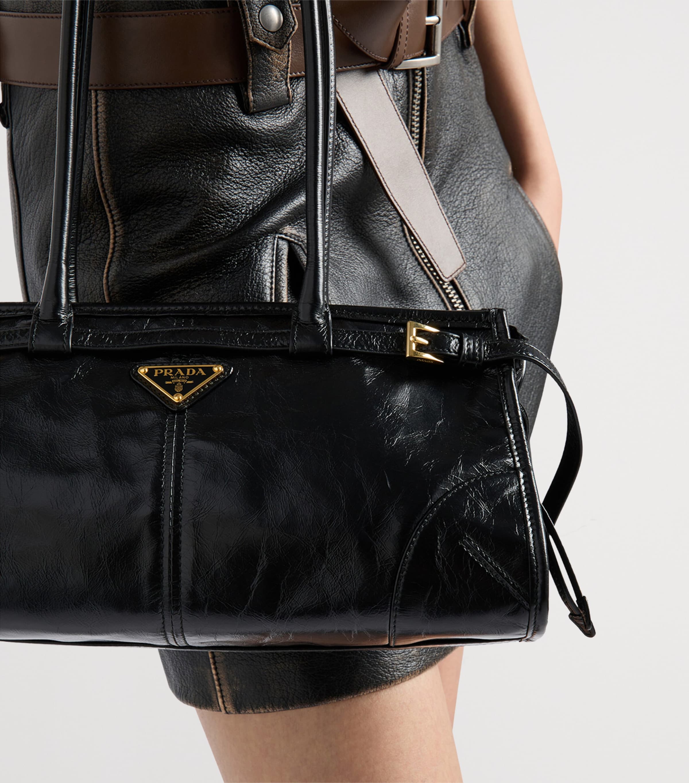 Prada Medium Leather Bonnie Shoulder Bag Black Image 2