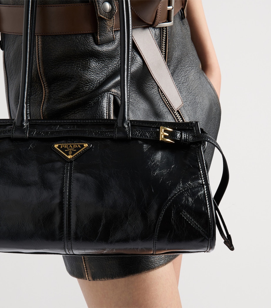 Prada Medium Leather Bonnie Shoulder Bag Black Image 2