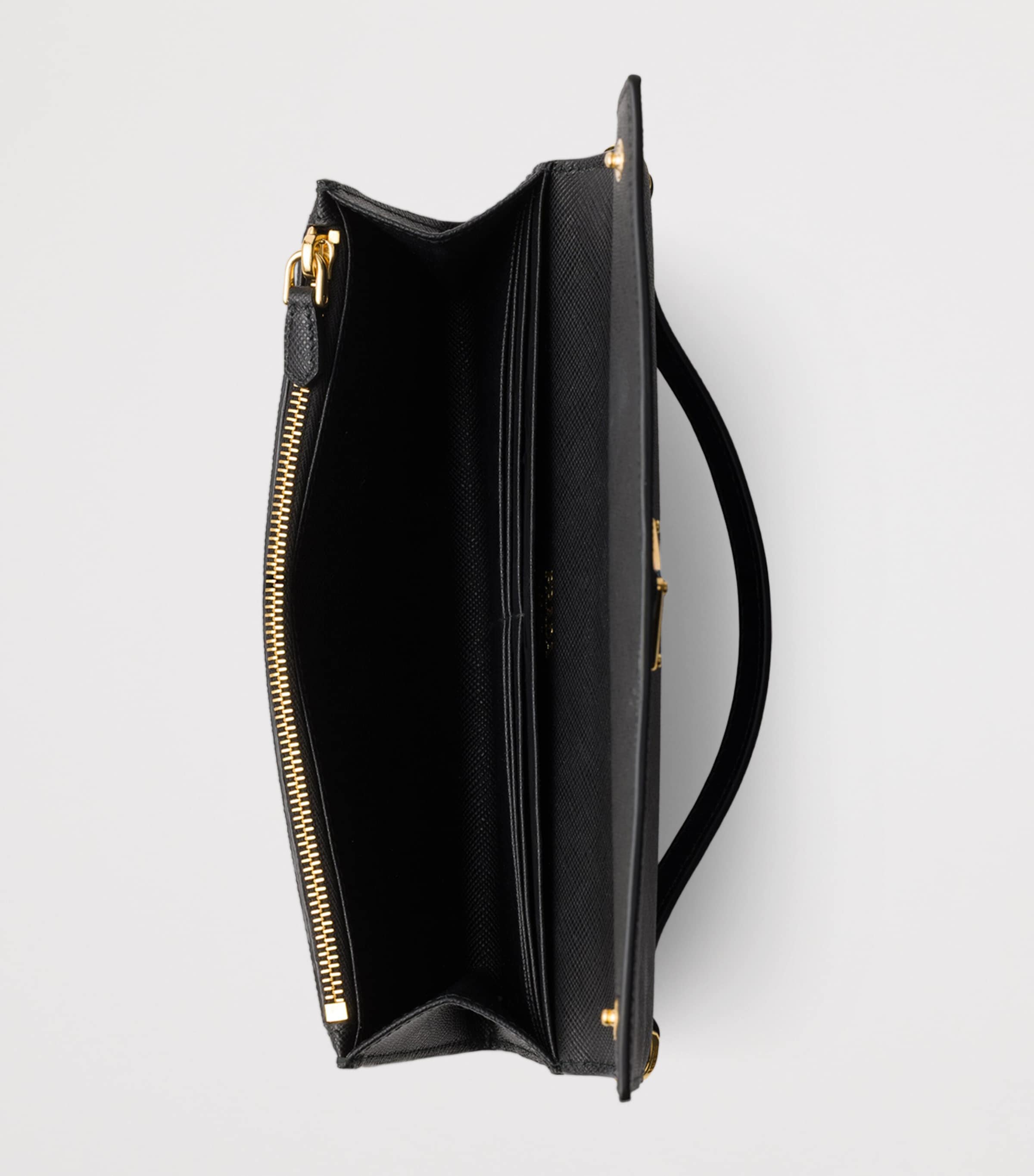 Prada Saffiano Leather Wallet with Shoulder Strap Black Image 4