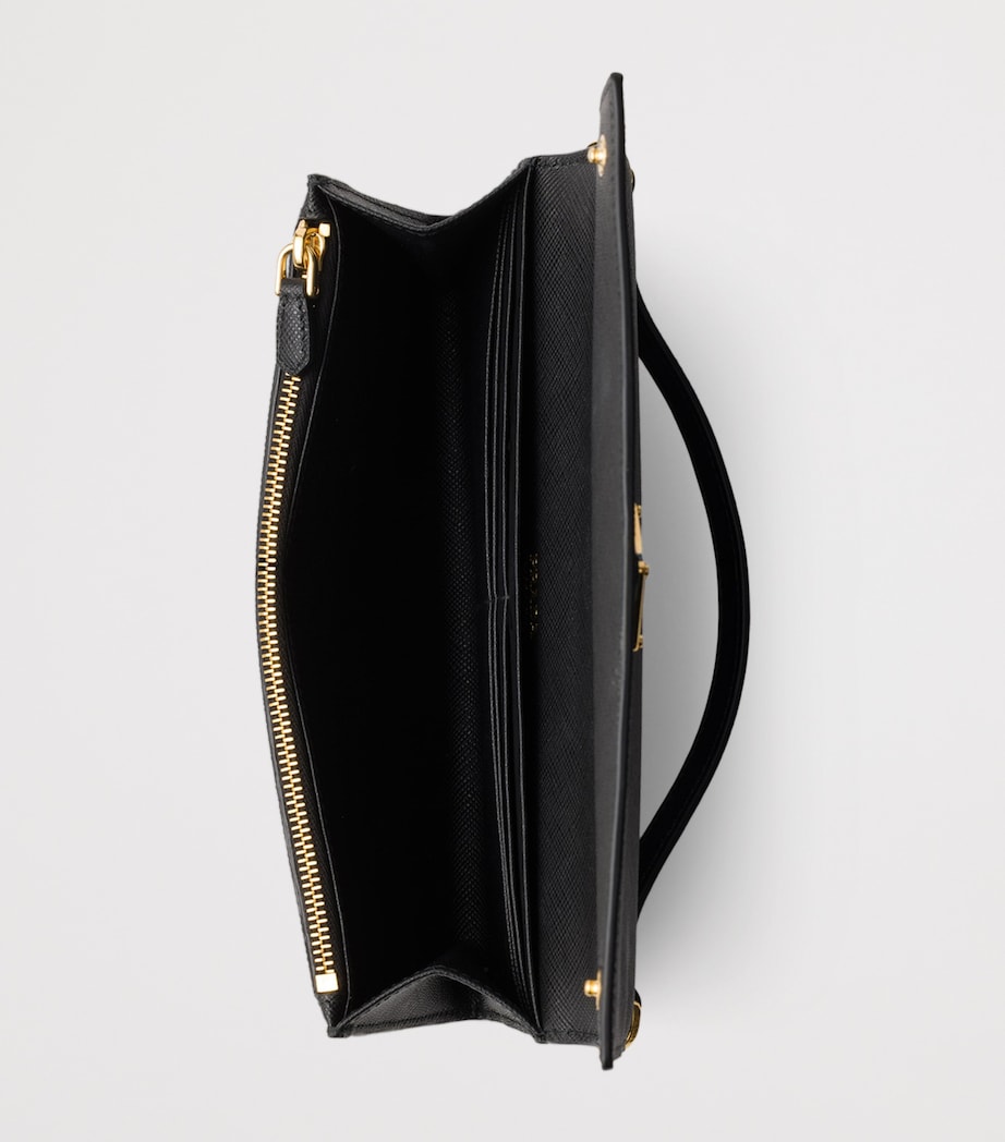 Prada Saffiano Leather Wallet with Shoulder Strap Black Image 4