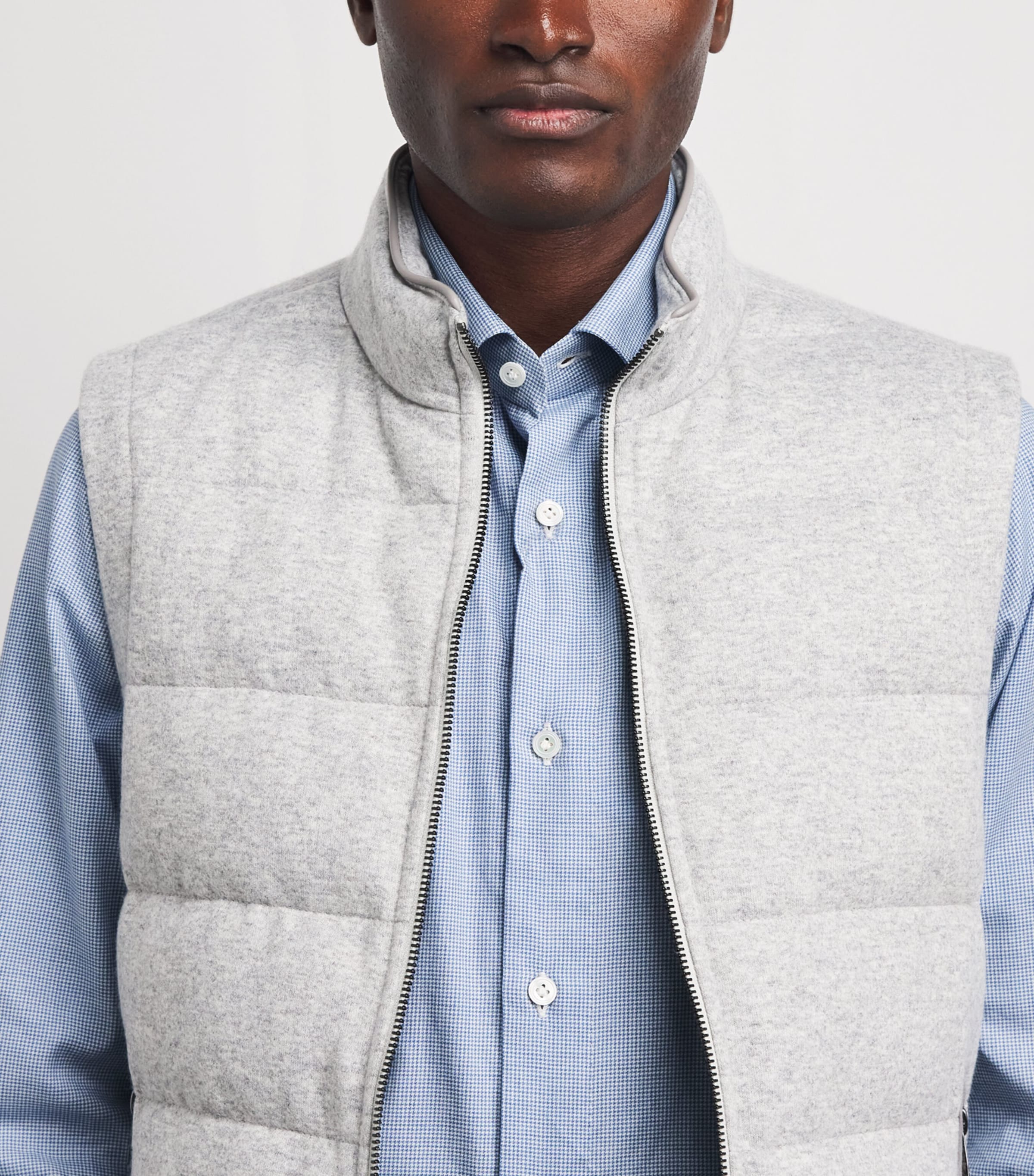 100HANDS Mens Cotton Houndstooth Shirt Blue Melange Image 3