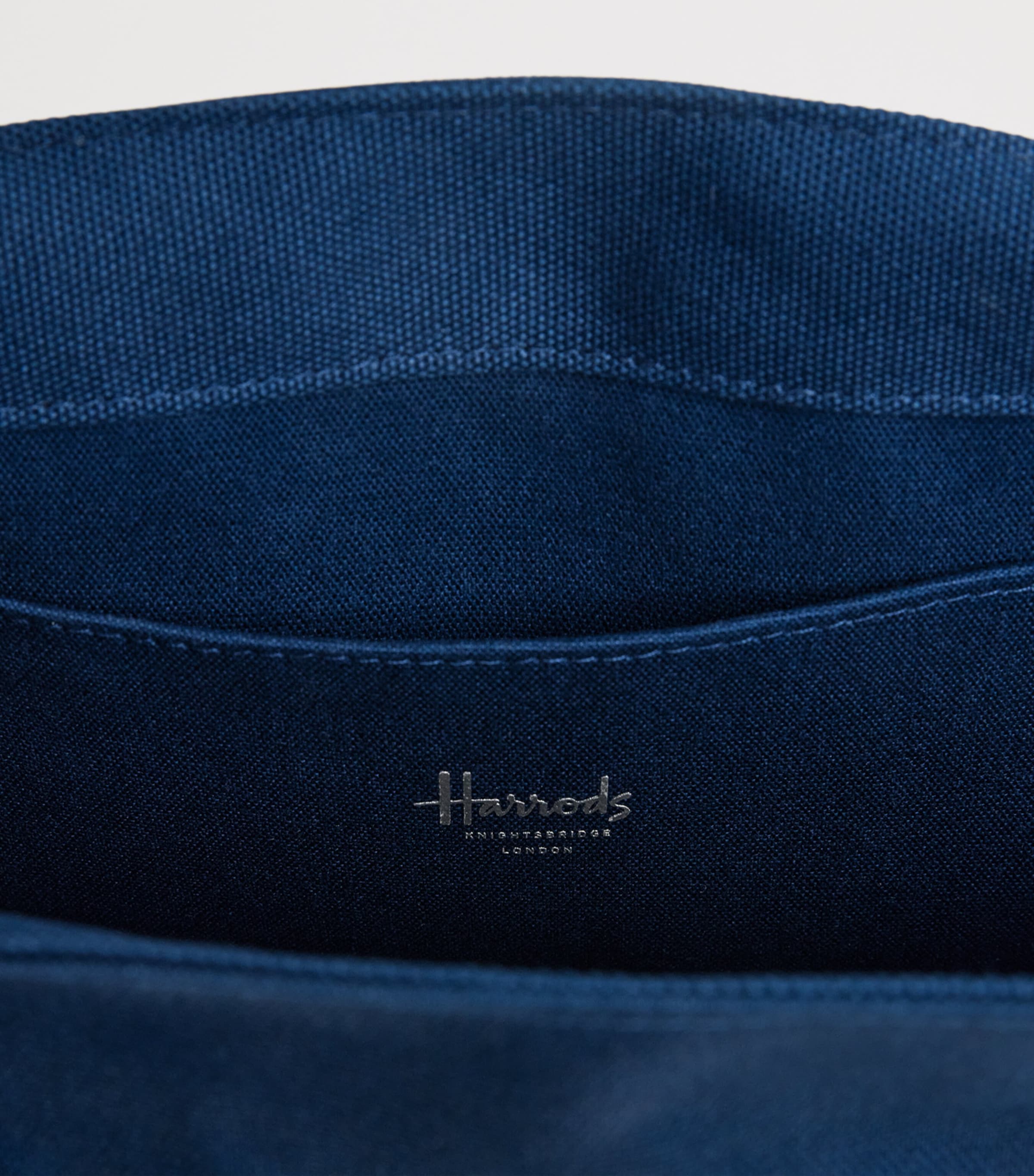 Harrods Canvas Embroidered Tote Bag Black Image 3