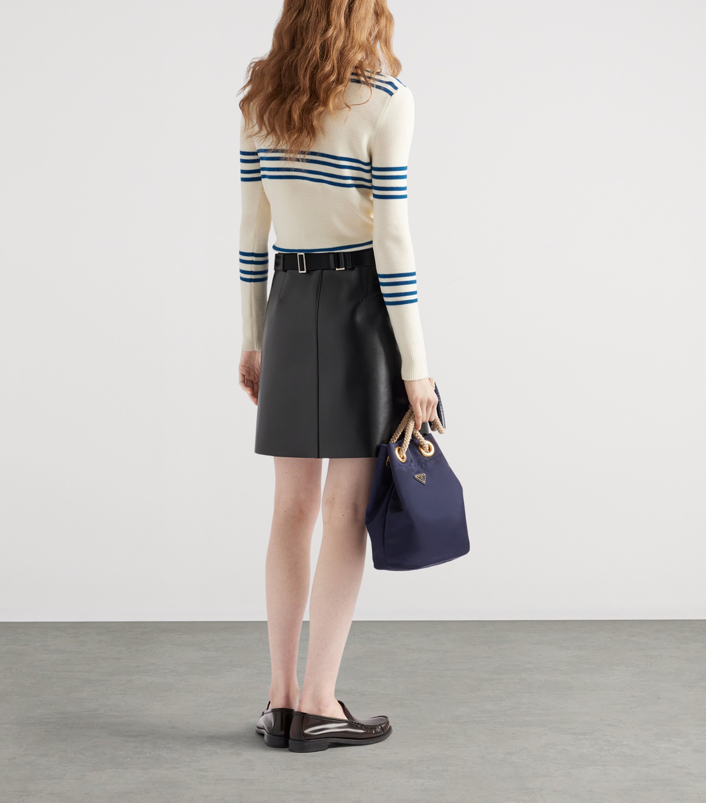 Prada Leather Belted Mini Skirt | Harrods UK