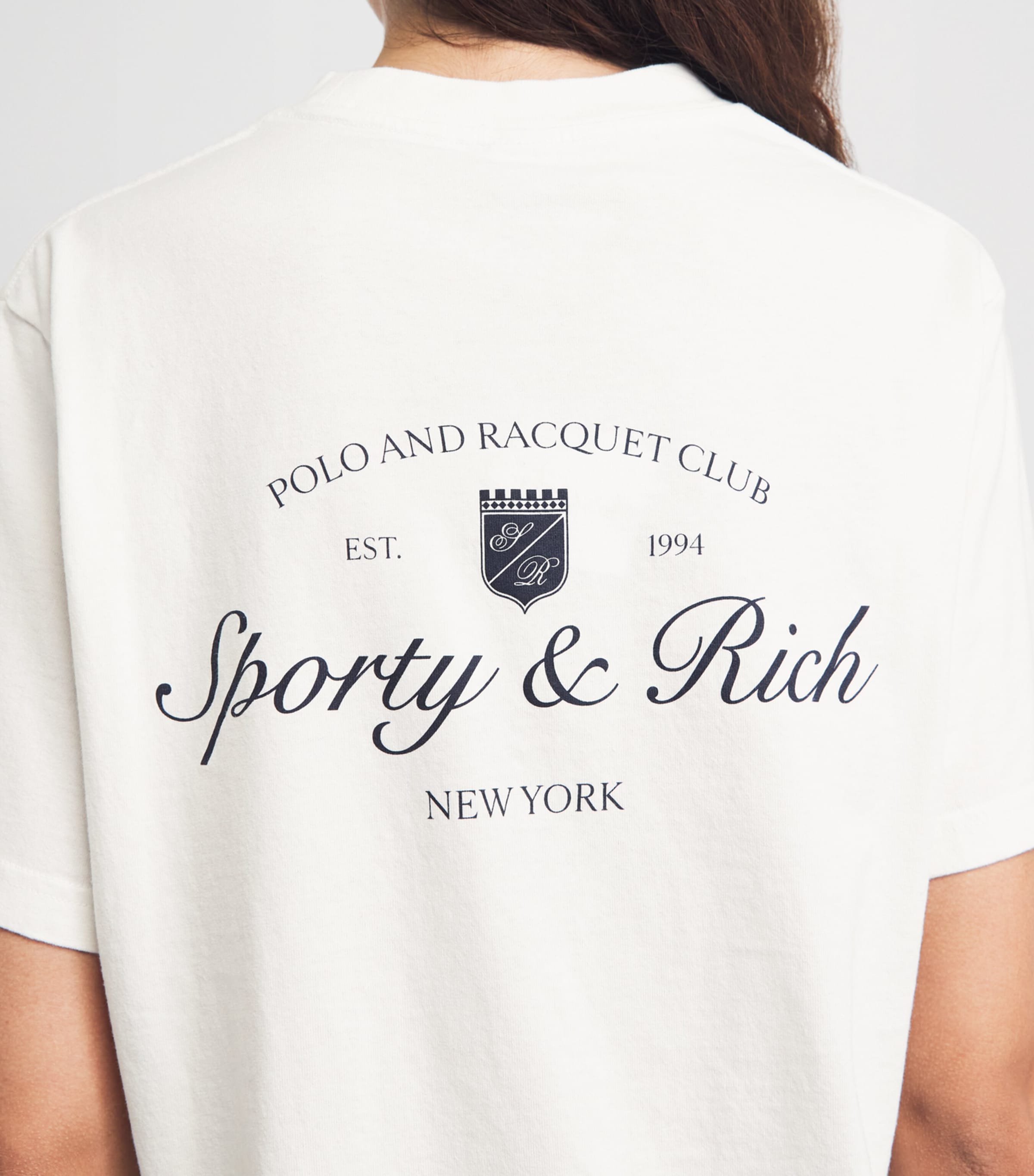 Sporty & Rich Womens Cotton Syracuse T-Shirt White Navy Image 3