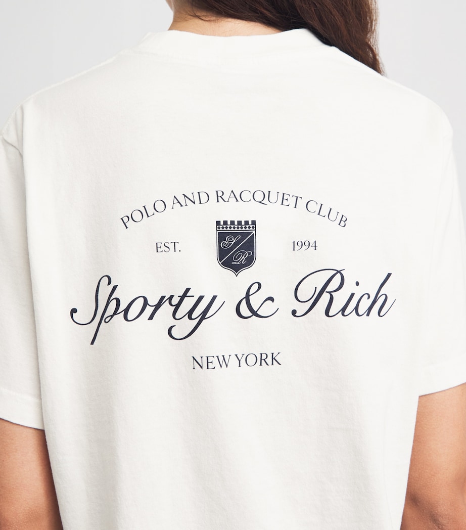 Sporty & Rich Womens Cotton Syracuse T-Shirt White Navy Image 3