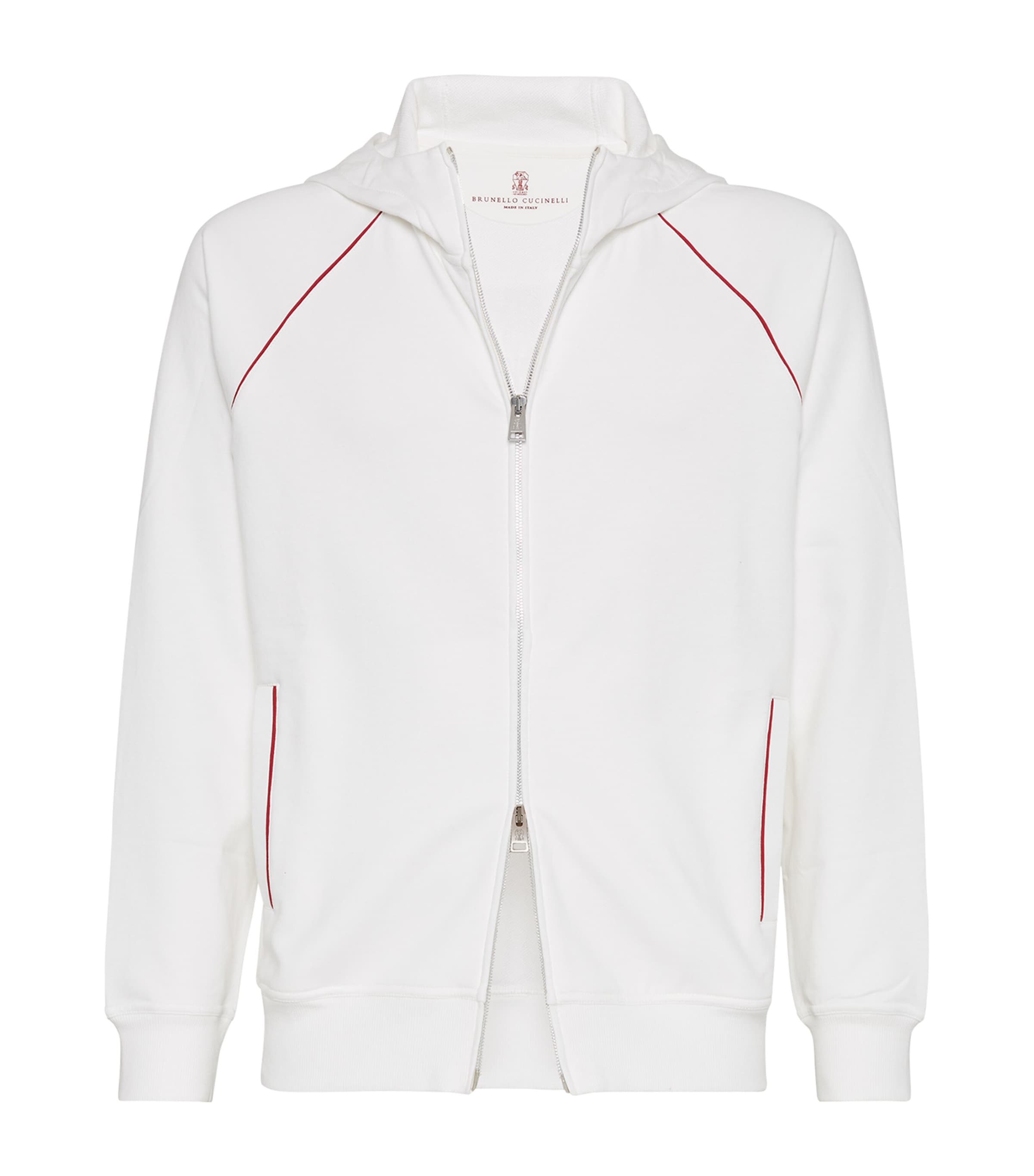 Brunello Cucinelli Hooded Zip-up Sweatshirt In White