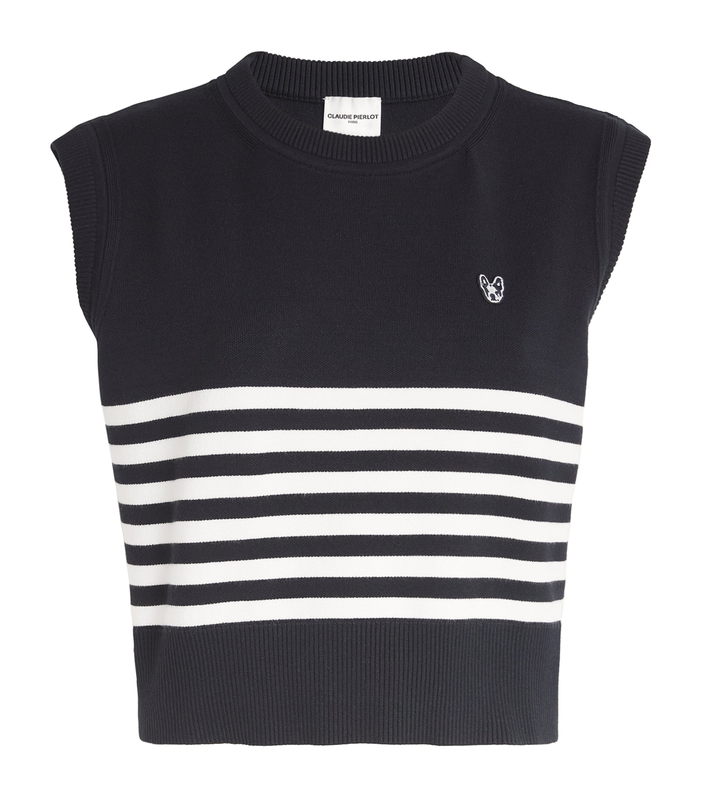 Claudie Pierlot Striped Toto Sweater Vest In Black