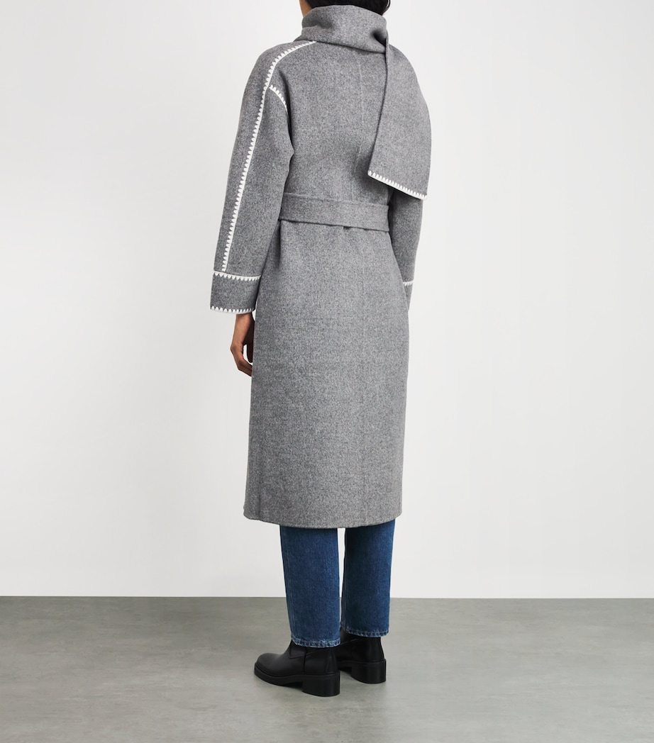 Wool-Blend Scarf Coat GREY/WHITE Image 4