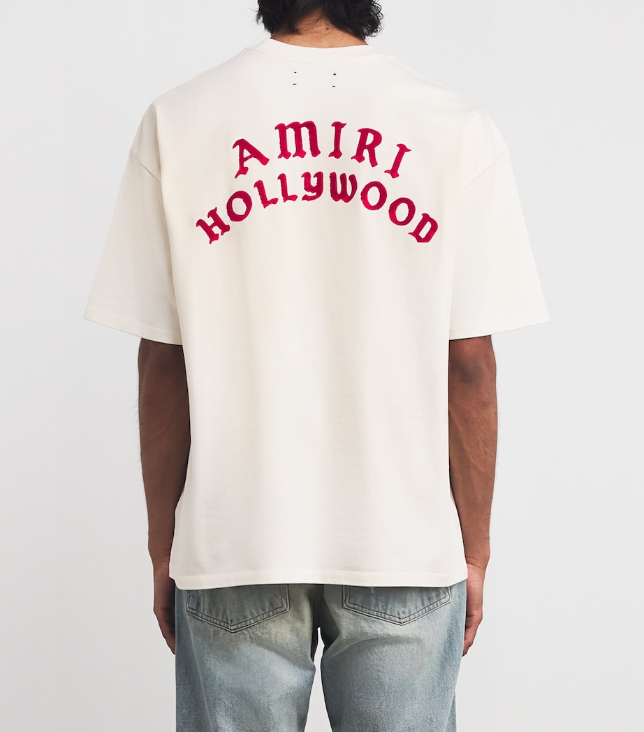 Oversized Cotton Hollywood T-Shirt IVORY RED Image 4
