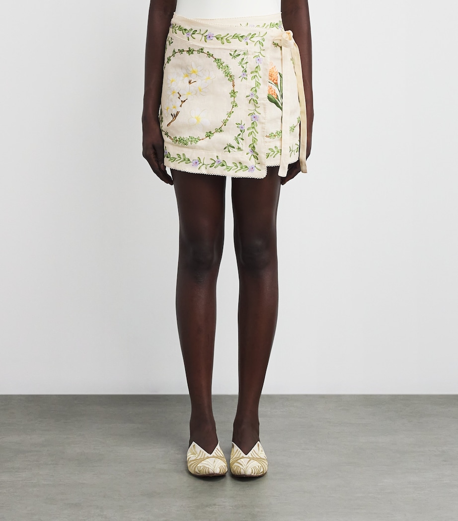 Linen Luna Mini Wrap Skirt WILD Image 3