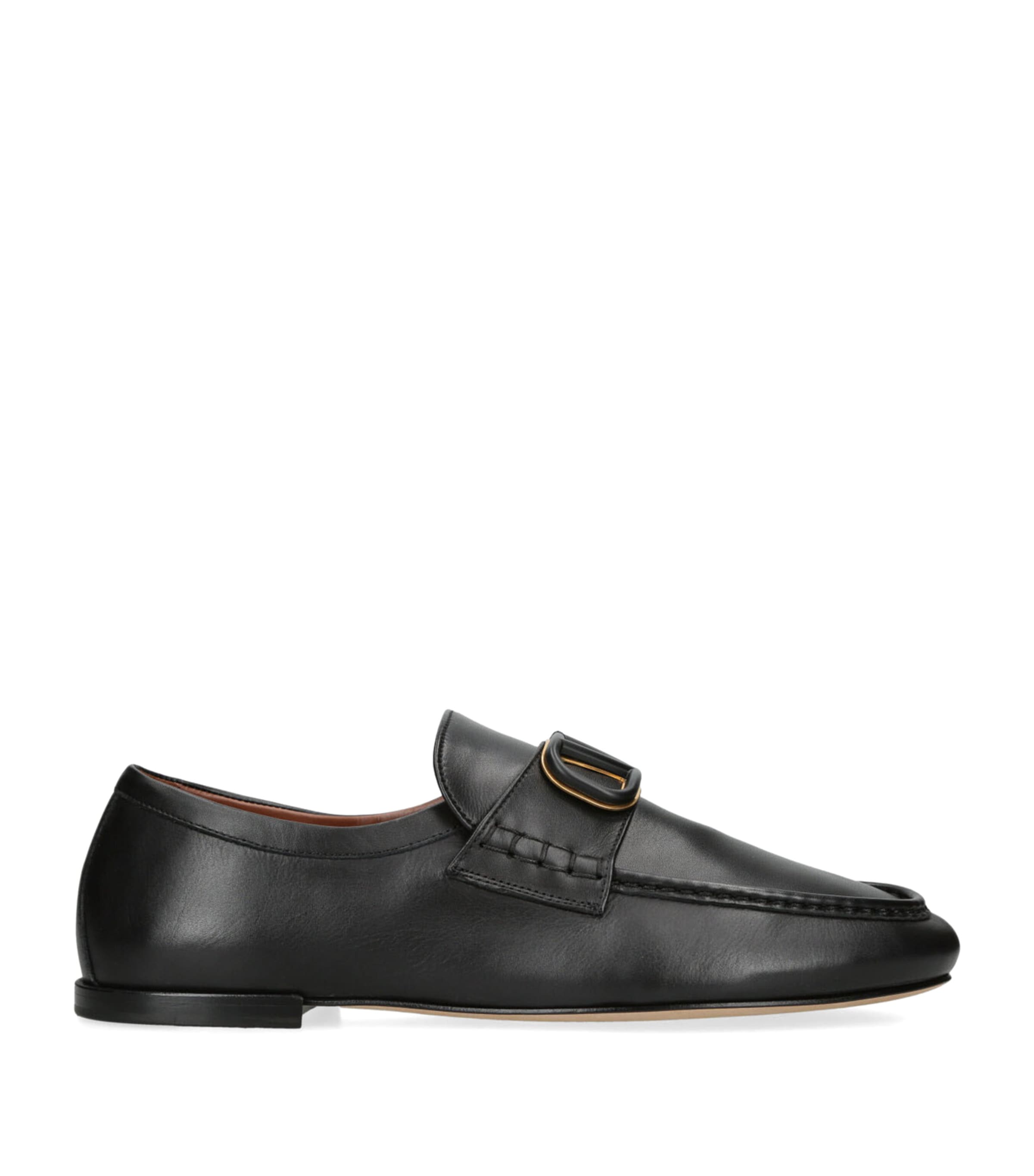 Valentino Garavani Leather Vlogo Loafers In Black