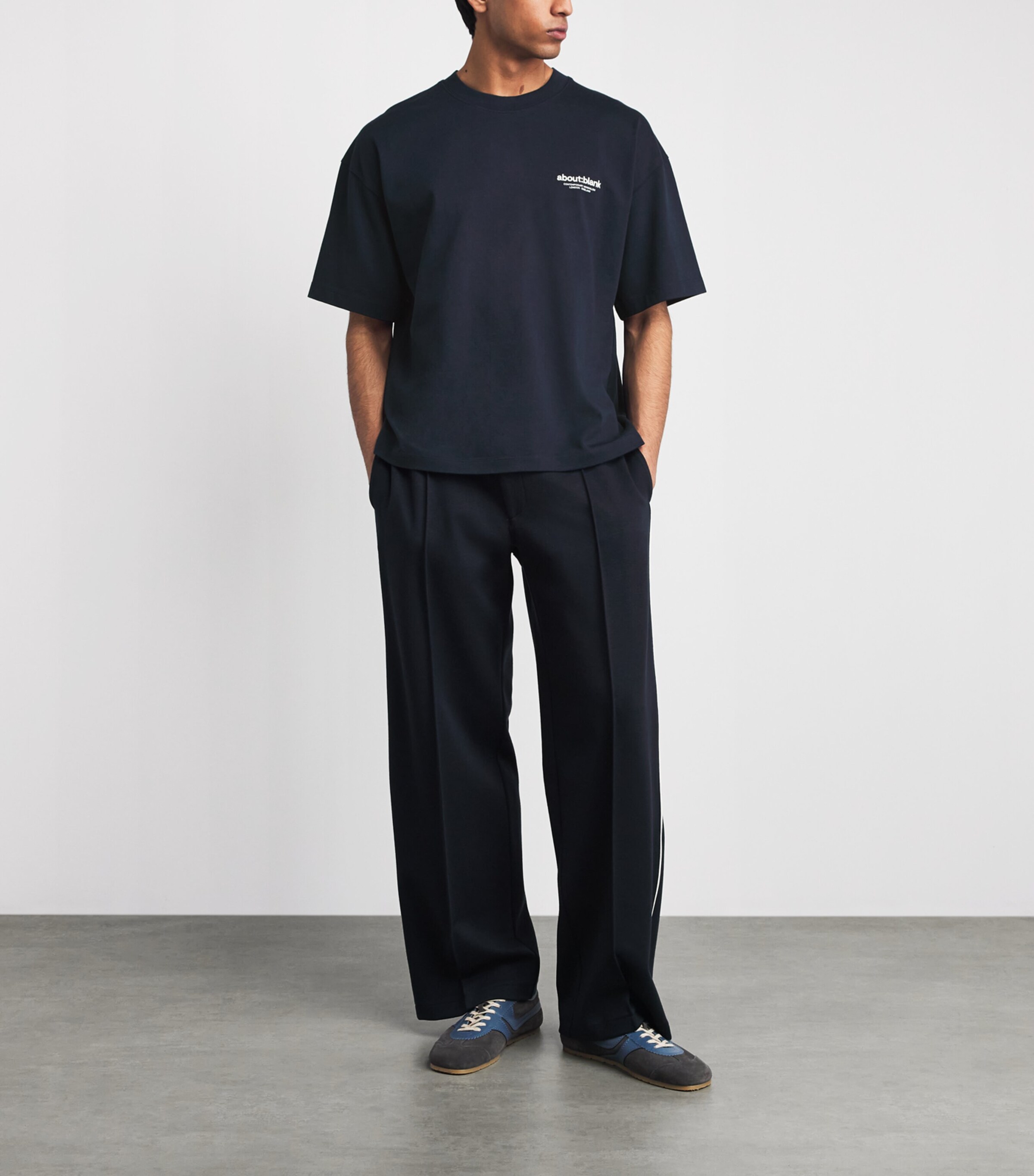 about:blank Mens Cotton Logo Boxy T-Shirt Navy Image 2