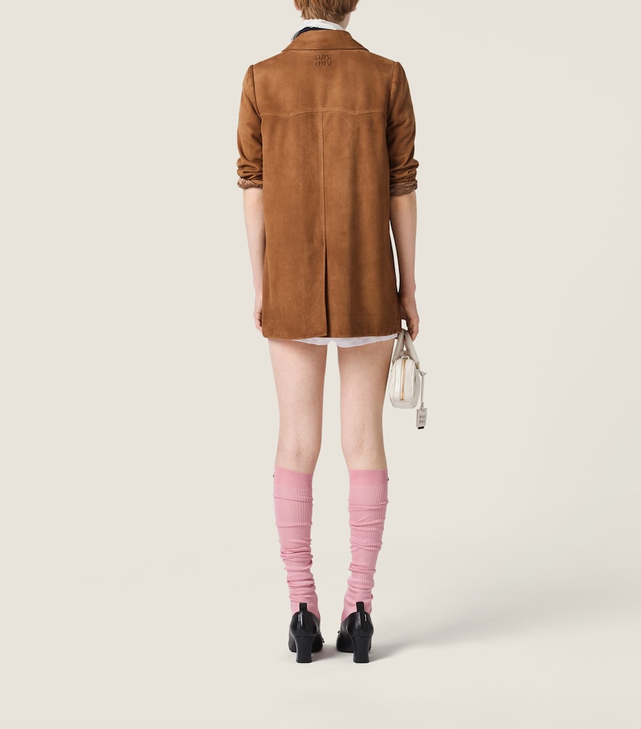 Miu Miu Womens Waxed Suede Coat Image 3