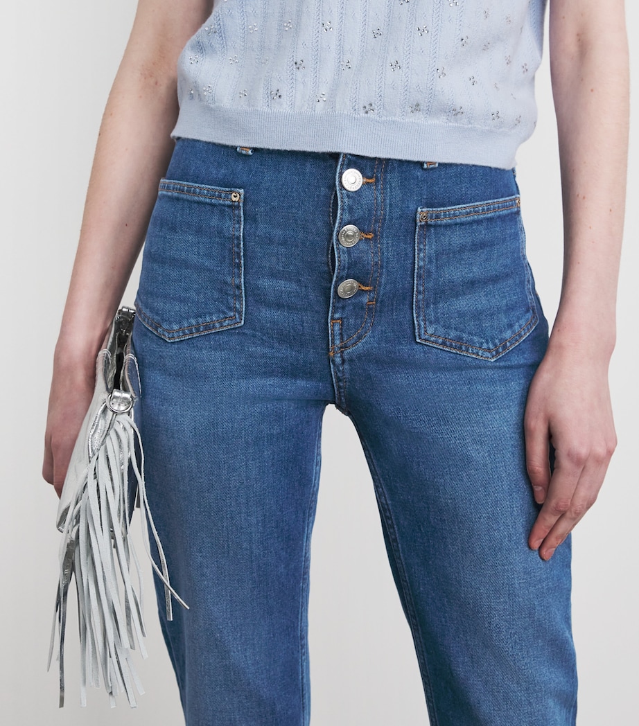 Maje Womens Patch-Pockets Flared Jeans Blue Image 3