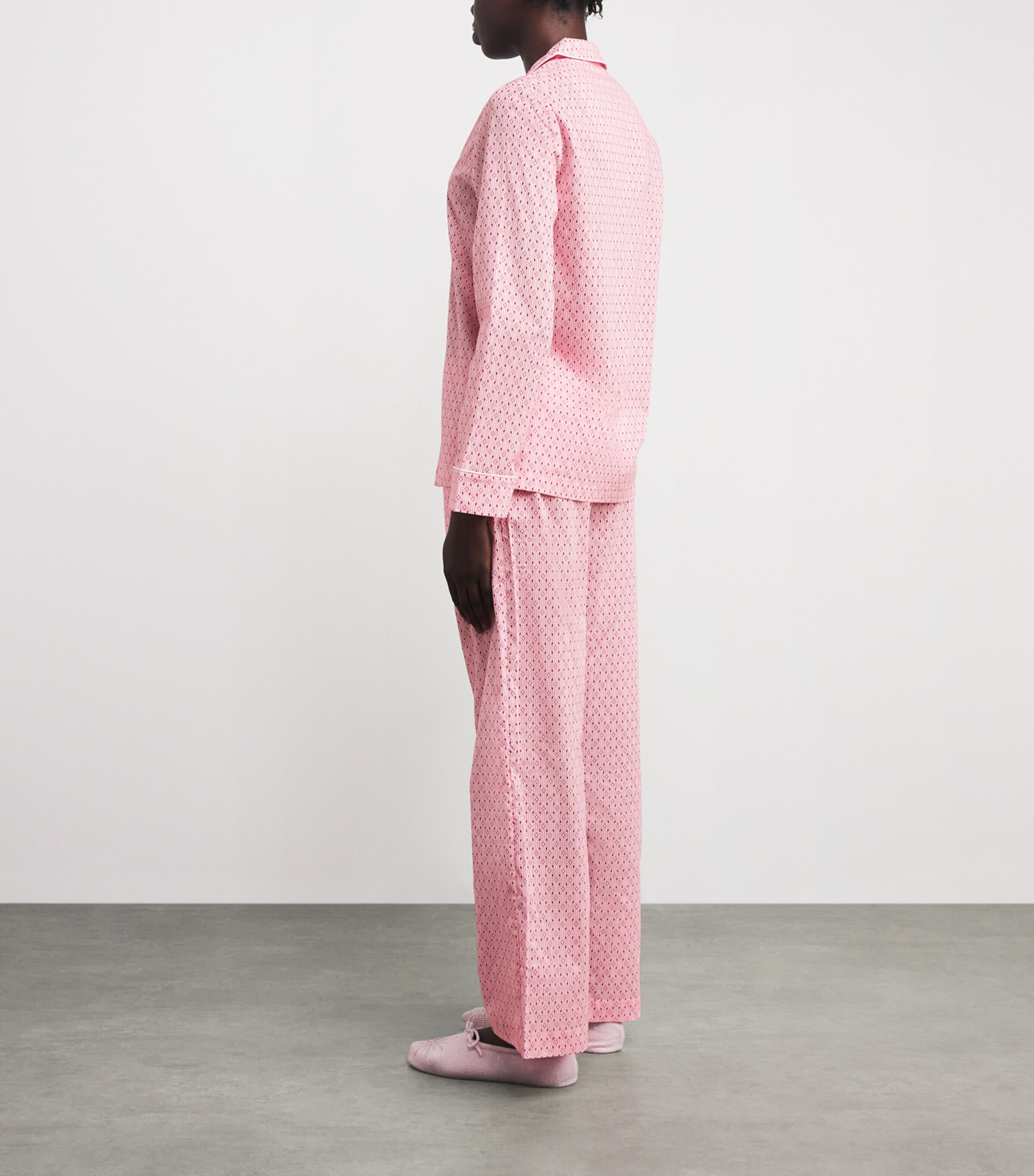 Derek Rose Womens Cotton Geometric Print Nelson Pyjama Set Pink Image 3