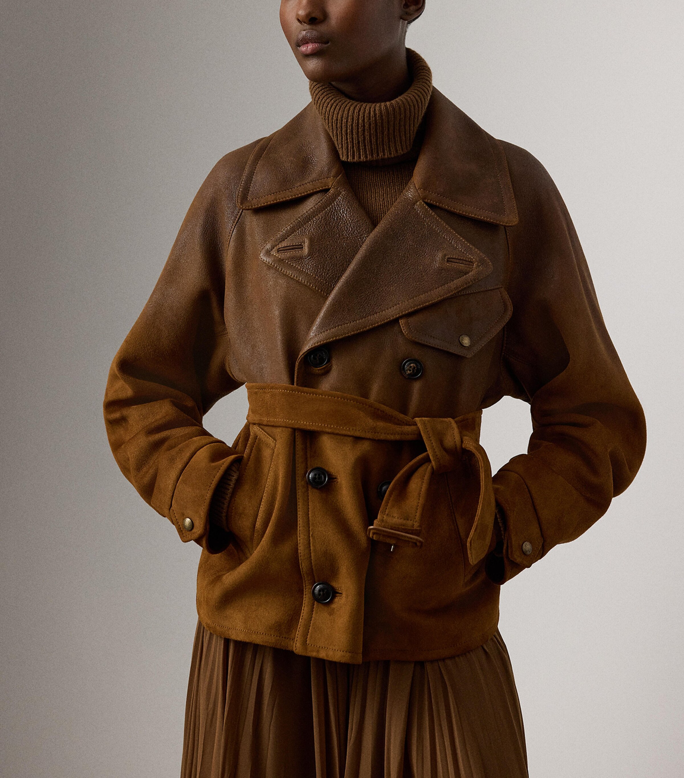 Lamsbkin Eldridge Moto Jacket DISTRESSED BROWN Image 6