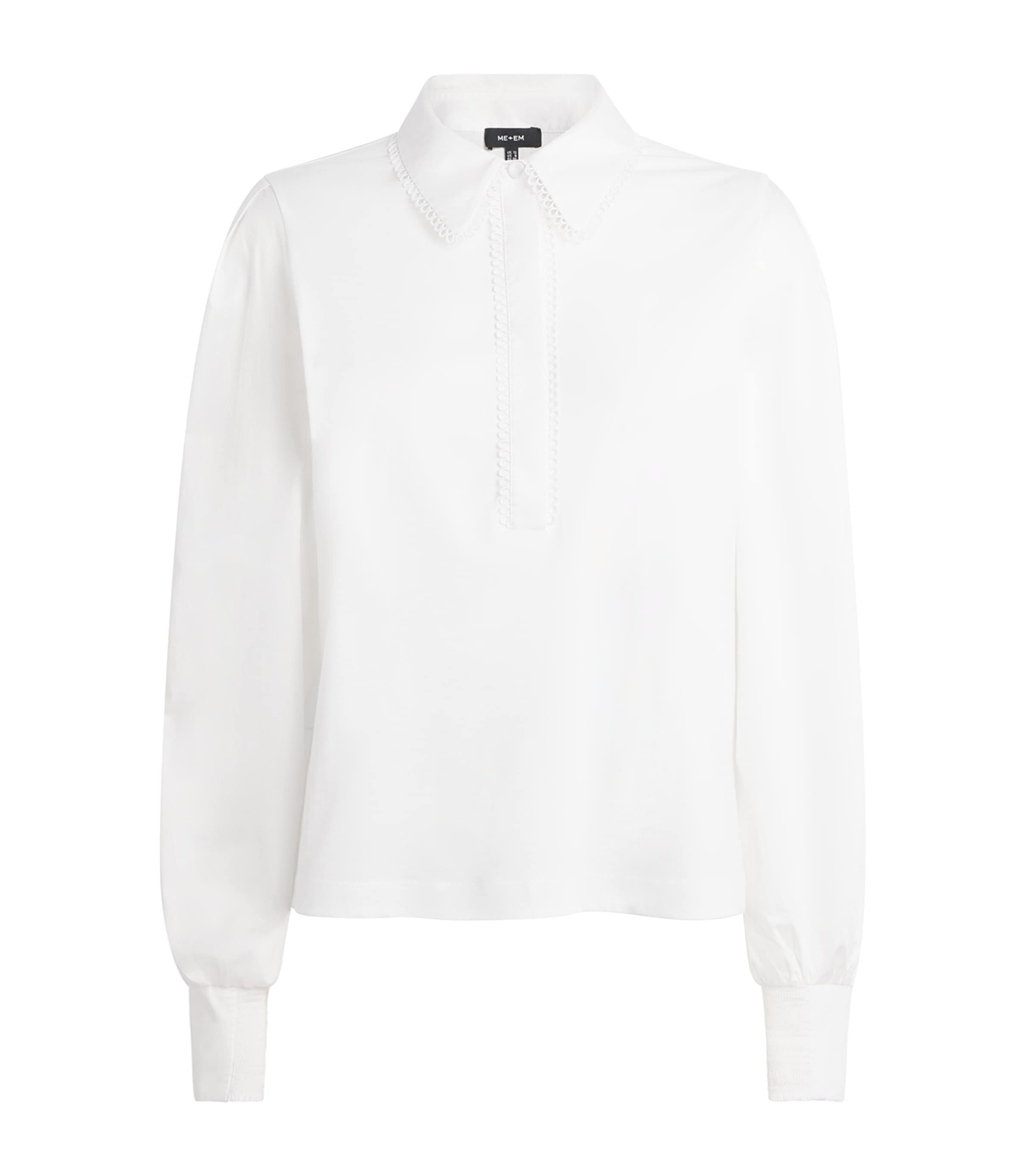 ME+EM Womens Cotton Scalloped Shirt Fresh White Image 1