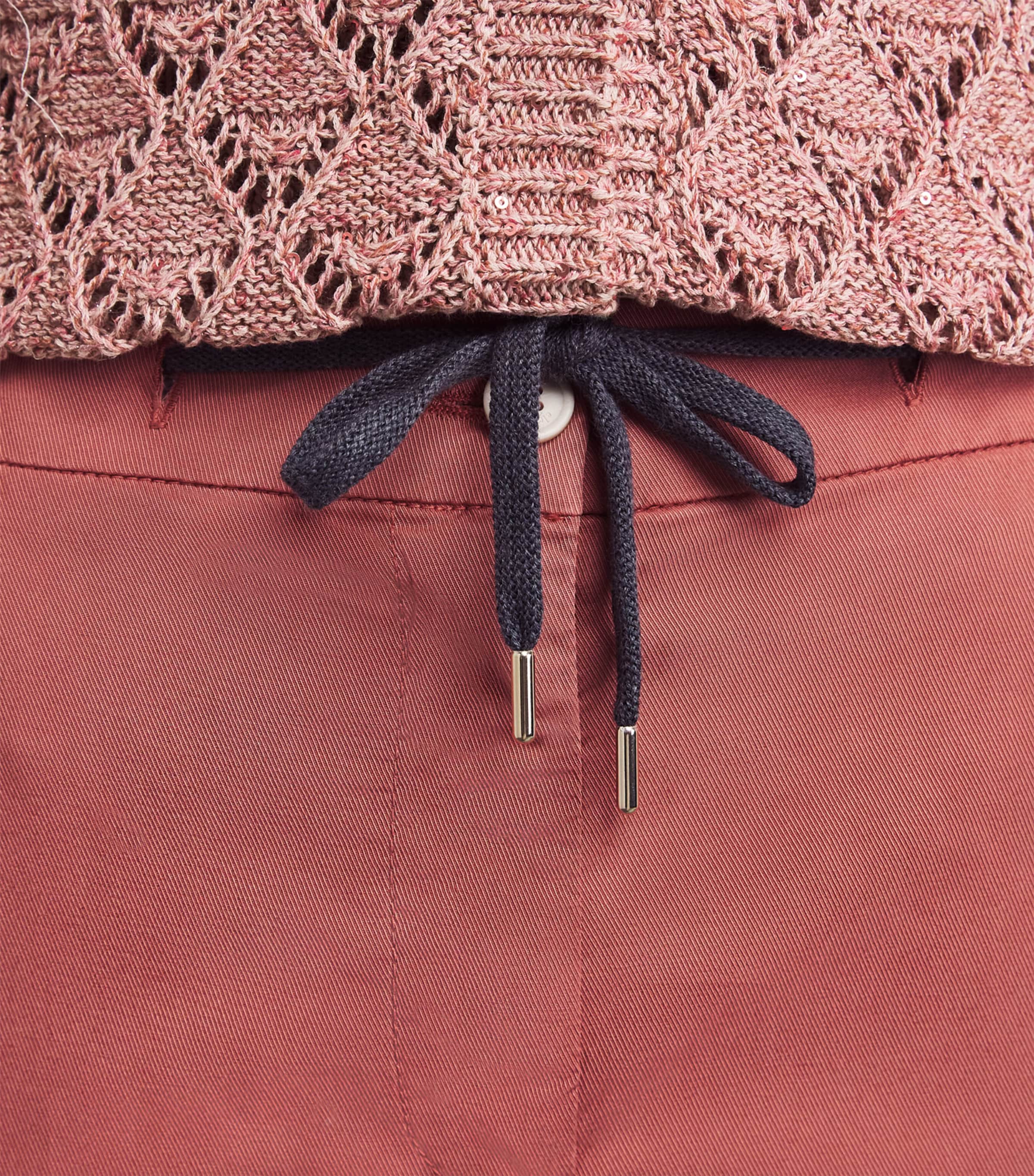 Eleventy Womens Twill Drawstring Straight Trousers Lampone Image 3