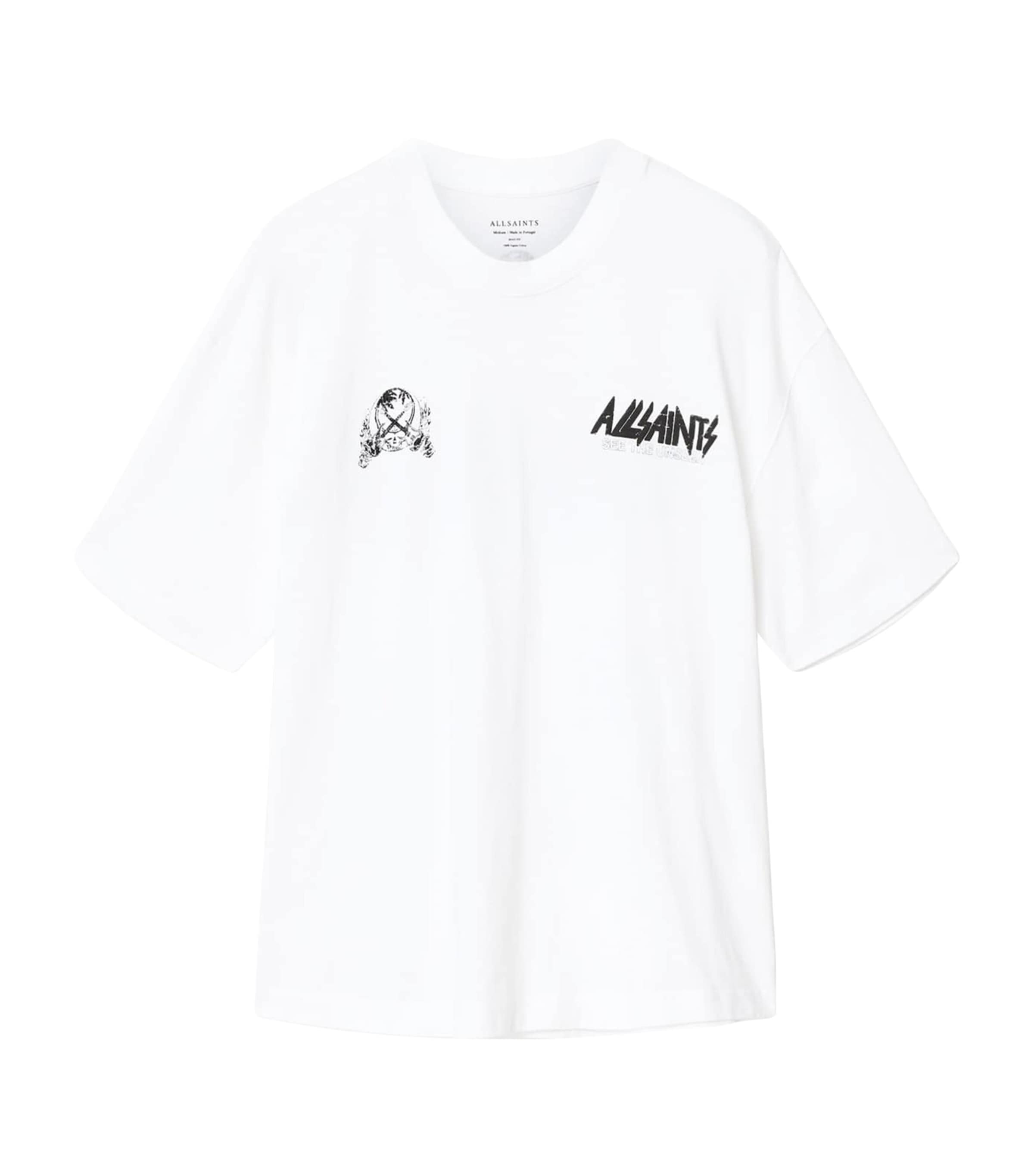 AllSaints Mens Organic Cotton Chromium T-Shirt Ashen White Image 1