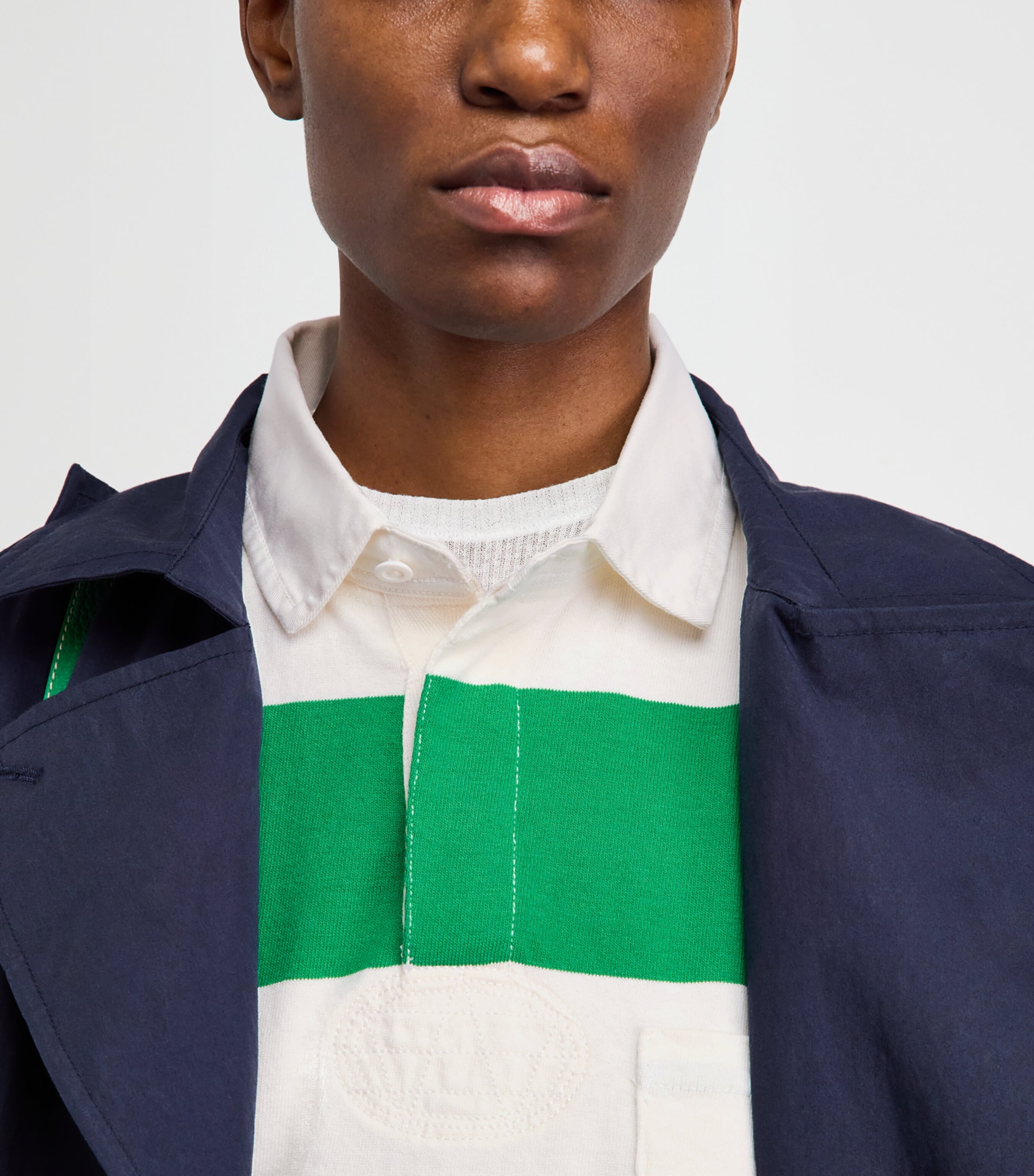 Polo Ralph Lauren Womens Cotton Stripe Rugby Shirt Bllird Grn/dkwsh Wht Image 3