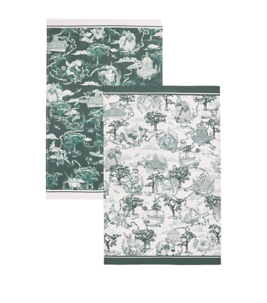 Harrods Toile Tea Towels (Set of 2) Green Image 1