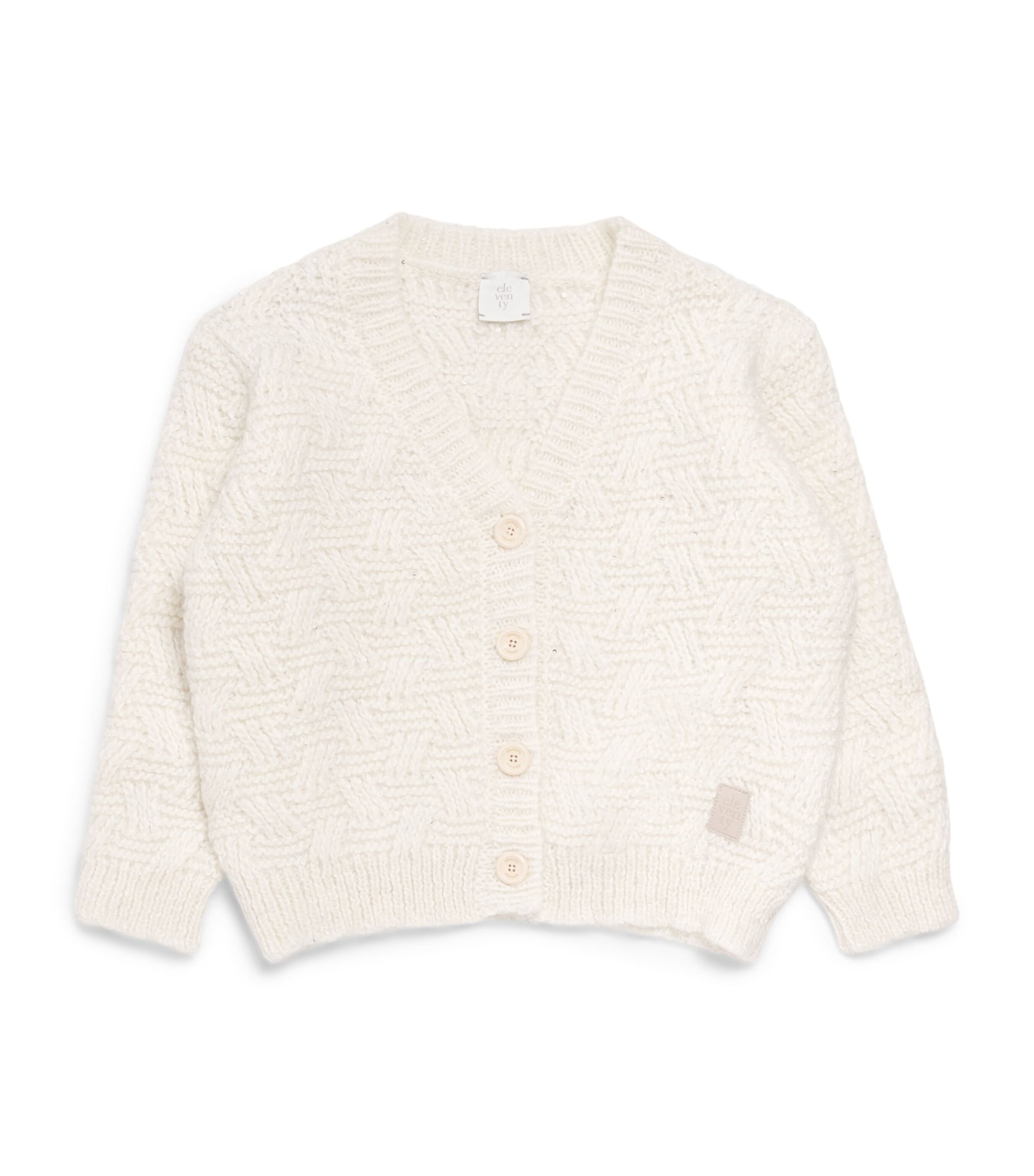 Eleventy Kids Sequinned Cardigan (4-16 Years) White Image 1
