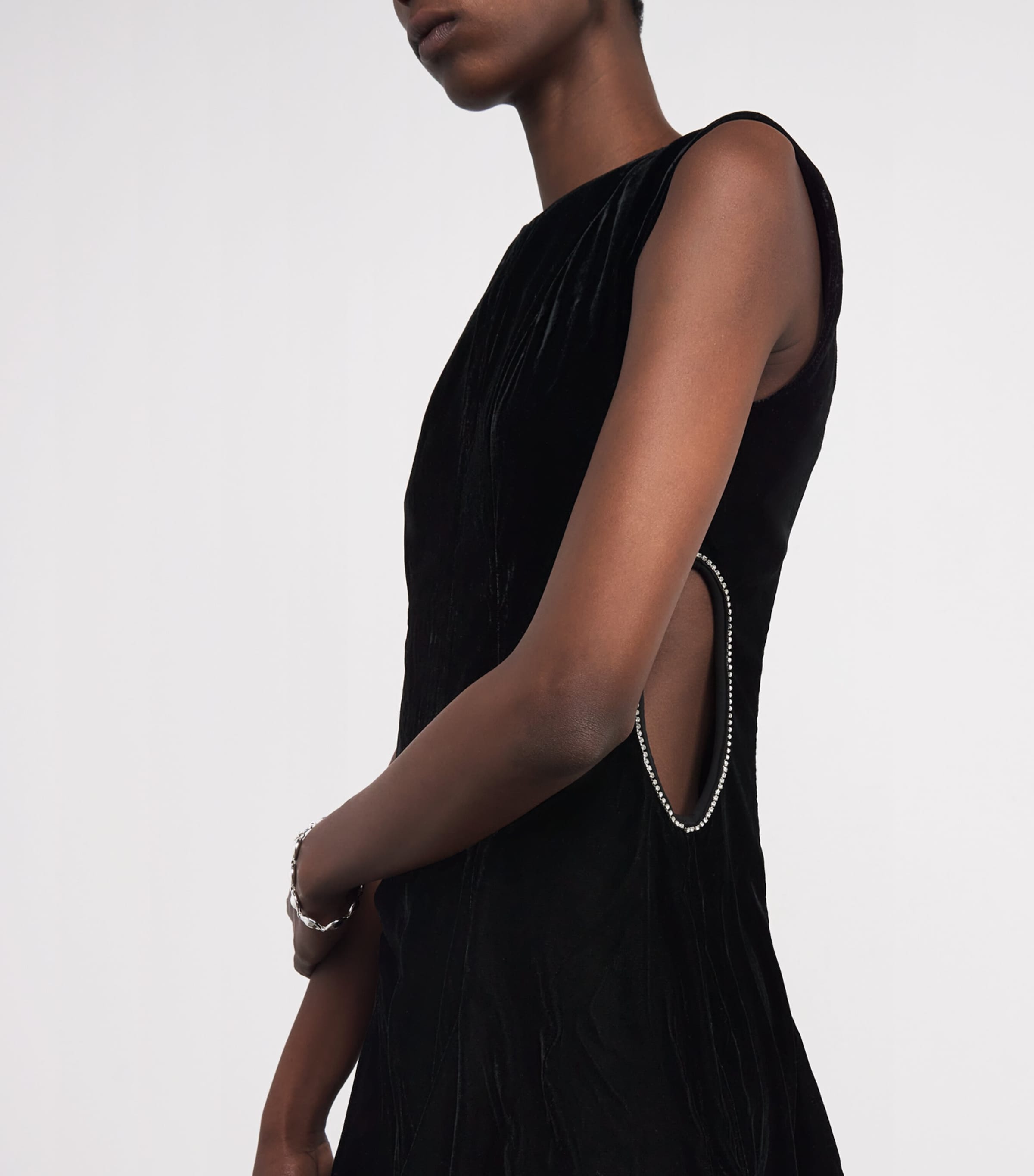 Velvet Cut-Out Mini Dress BLACK Image 6