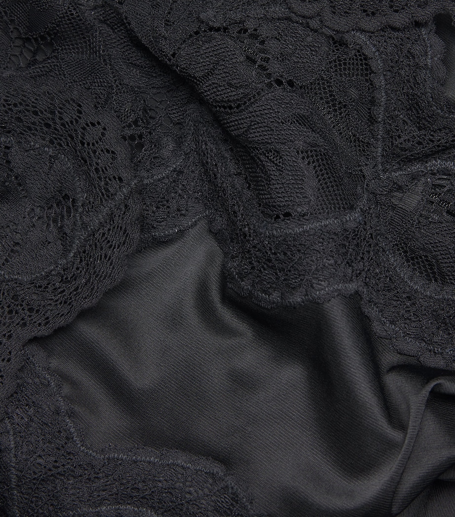 Lace-Trim Maxi Dress P001 BLACK Image 5