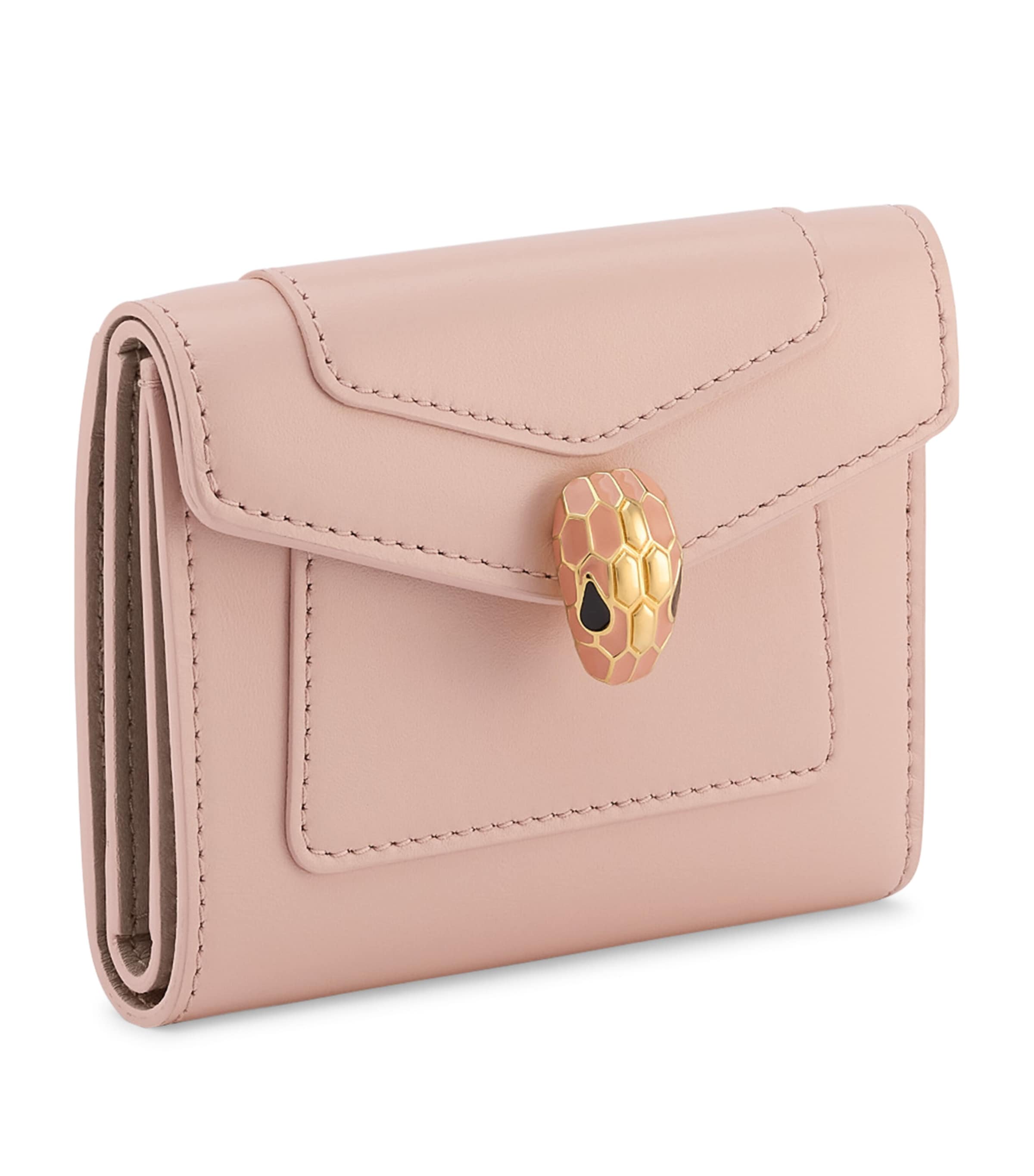 Leather Serpenti Forever Compact Wallet PINK Image 1
