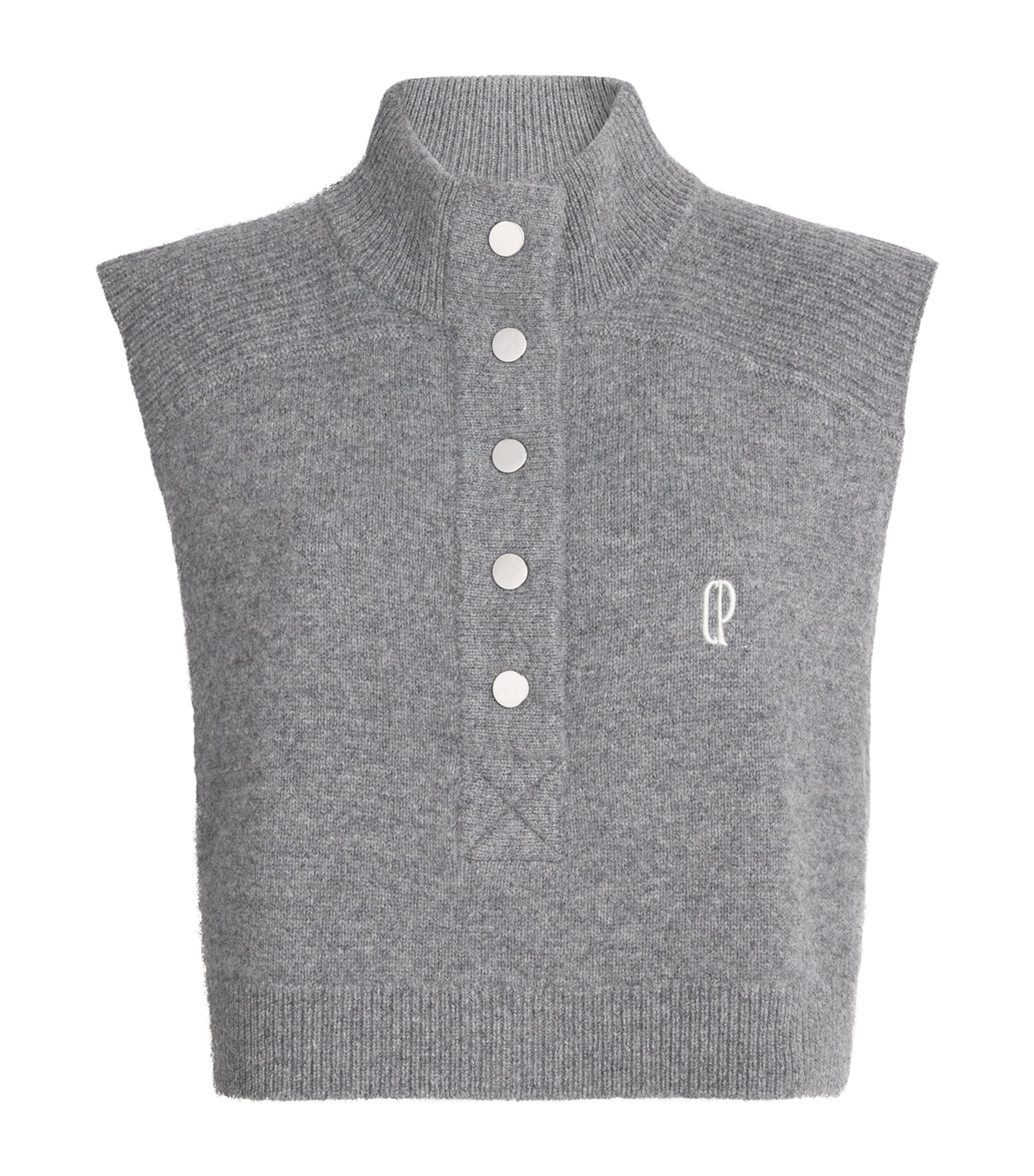 Wool Embroidered Sweater Vest MOTTLED GREY Image 1