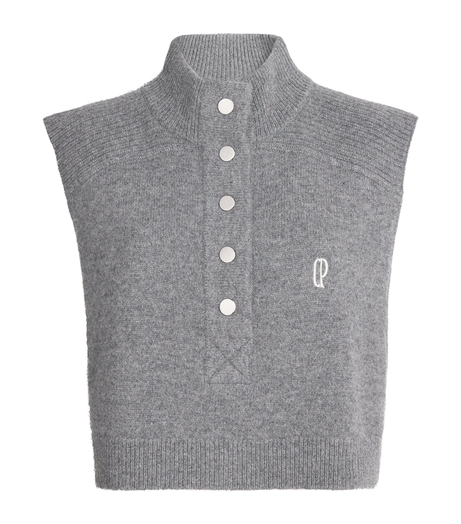 Wool Embroidered Sweater Vest MOTTLED GREY Image 1