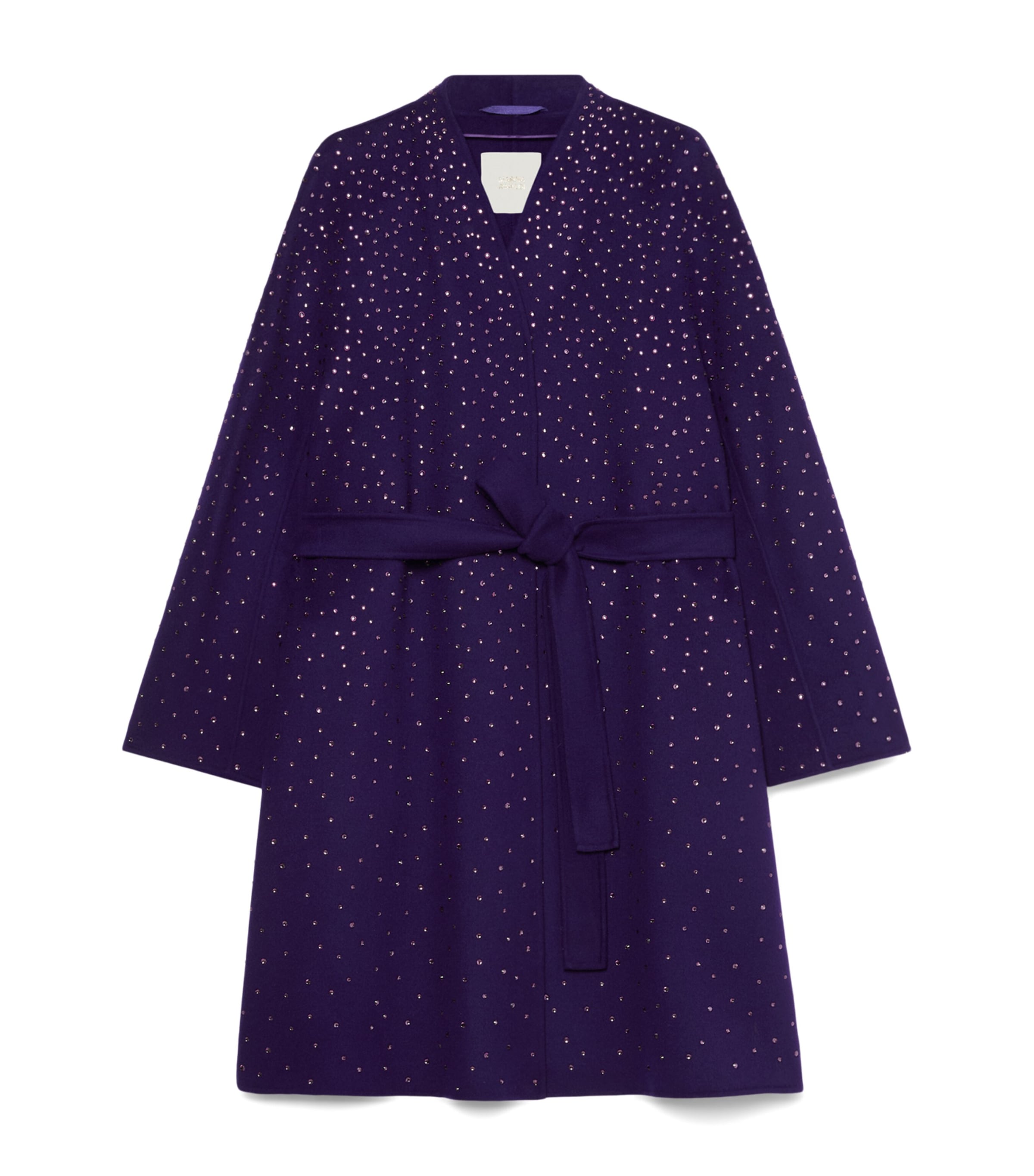 Marina Rinaldi Womens Virgin Wool-Cashmere Embellished Coat Purple Image 1