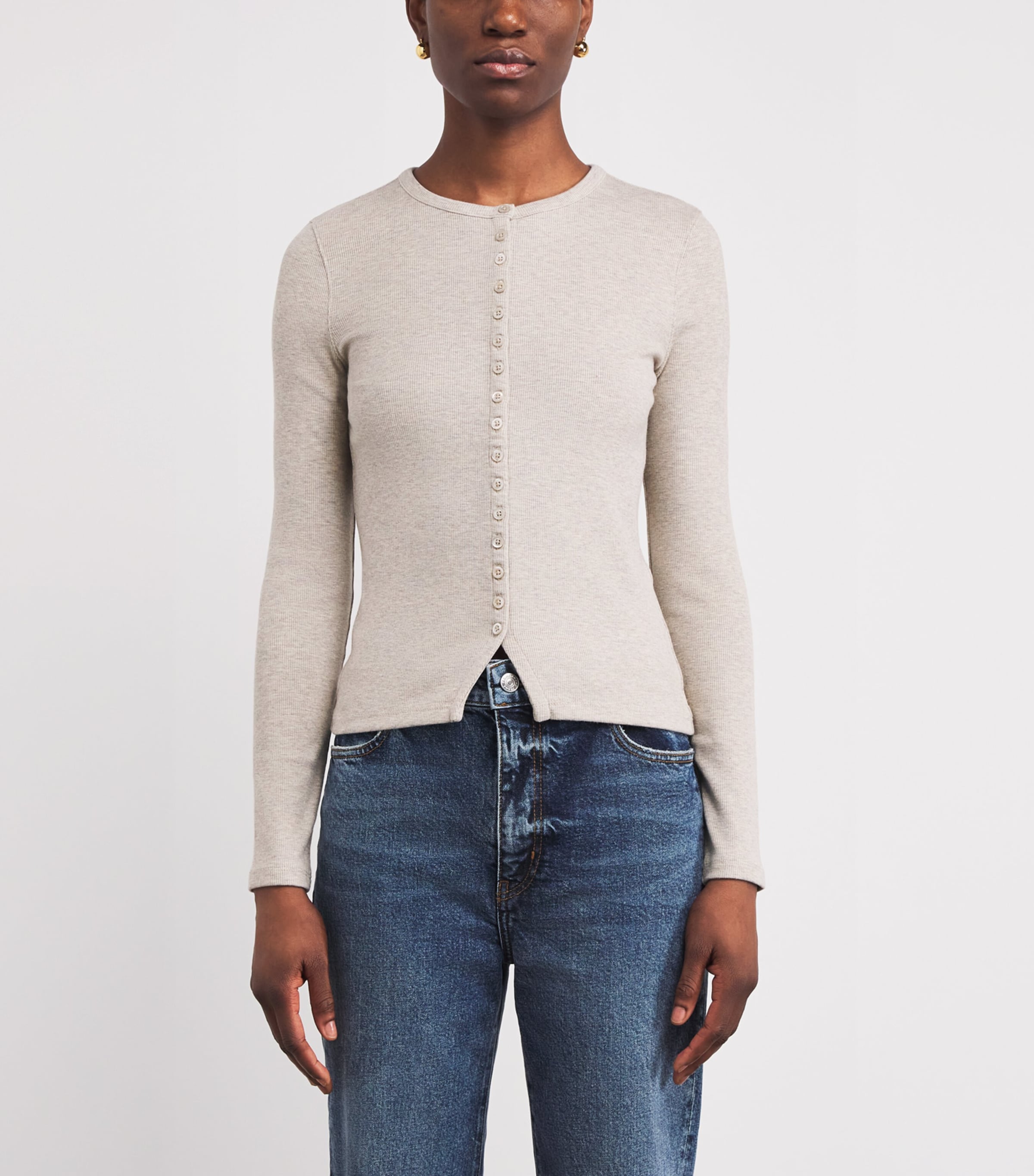 Modal-Blend Button-Up Cardigan OMHR Image 3