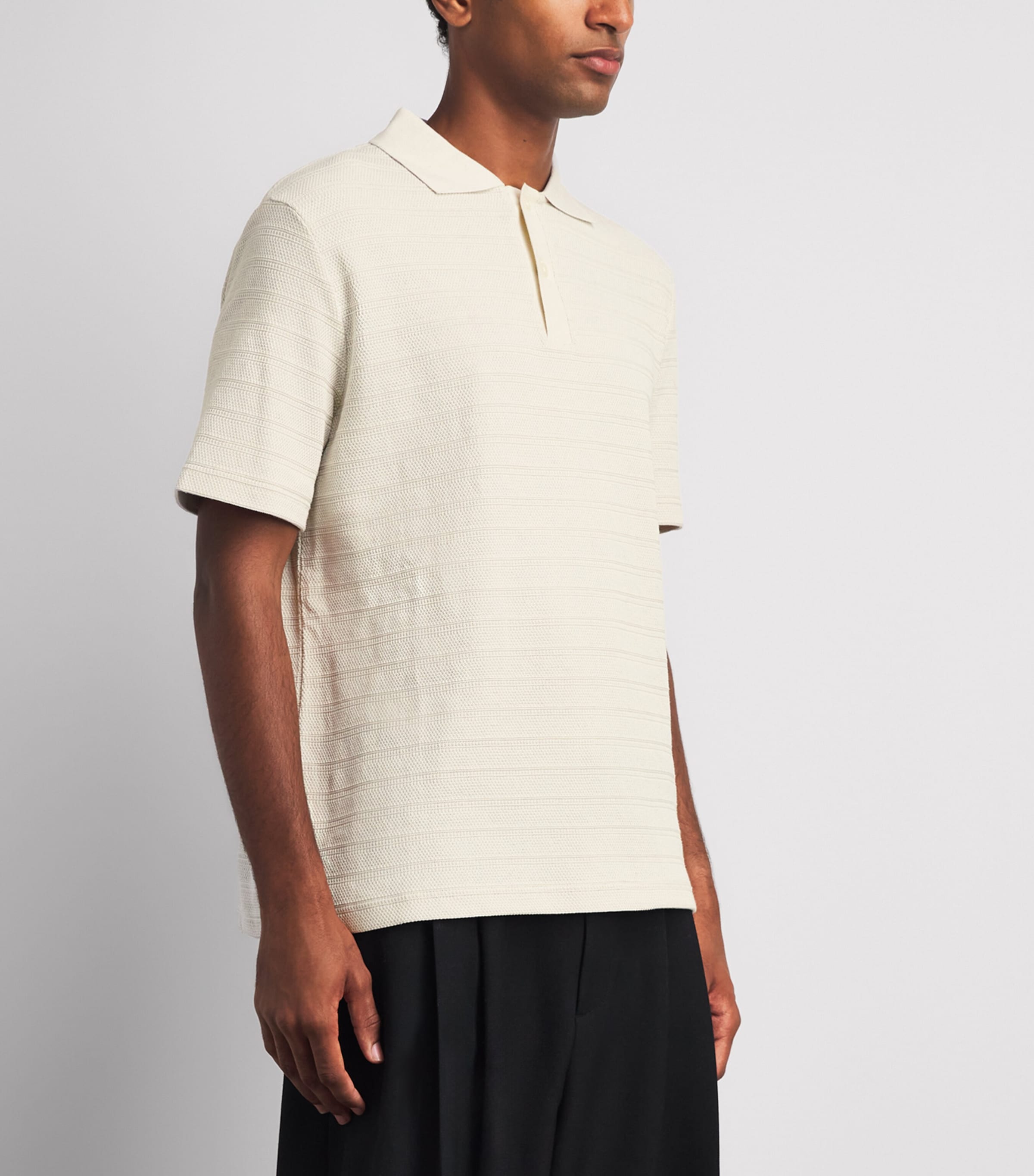 Samsøe Samsøe Mens Organic Cotton Rib-Kit Sajase Polo Shirt Silver Birch Image 4