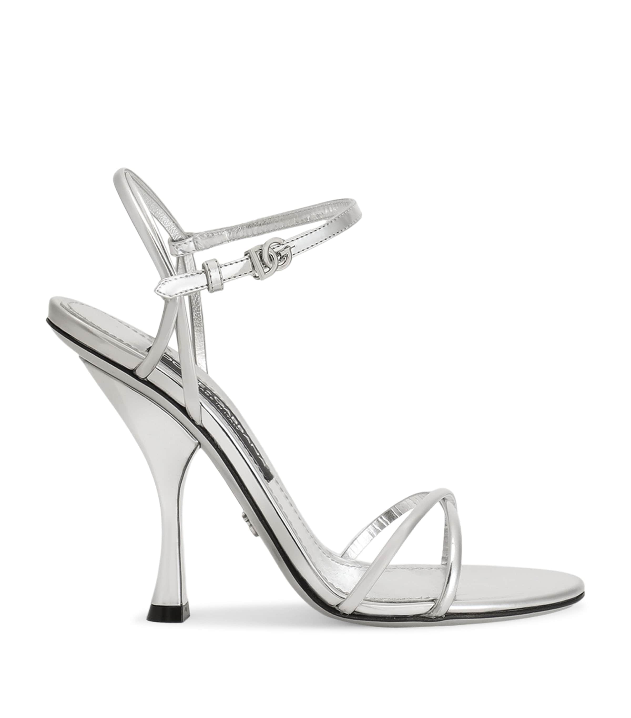 Dolce&Gabbana Leather Mirror Heeled Sandals 105 Silv Image 1