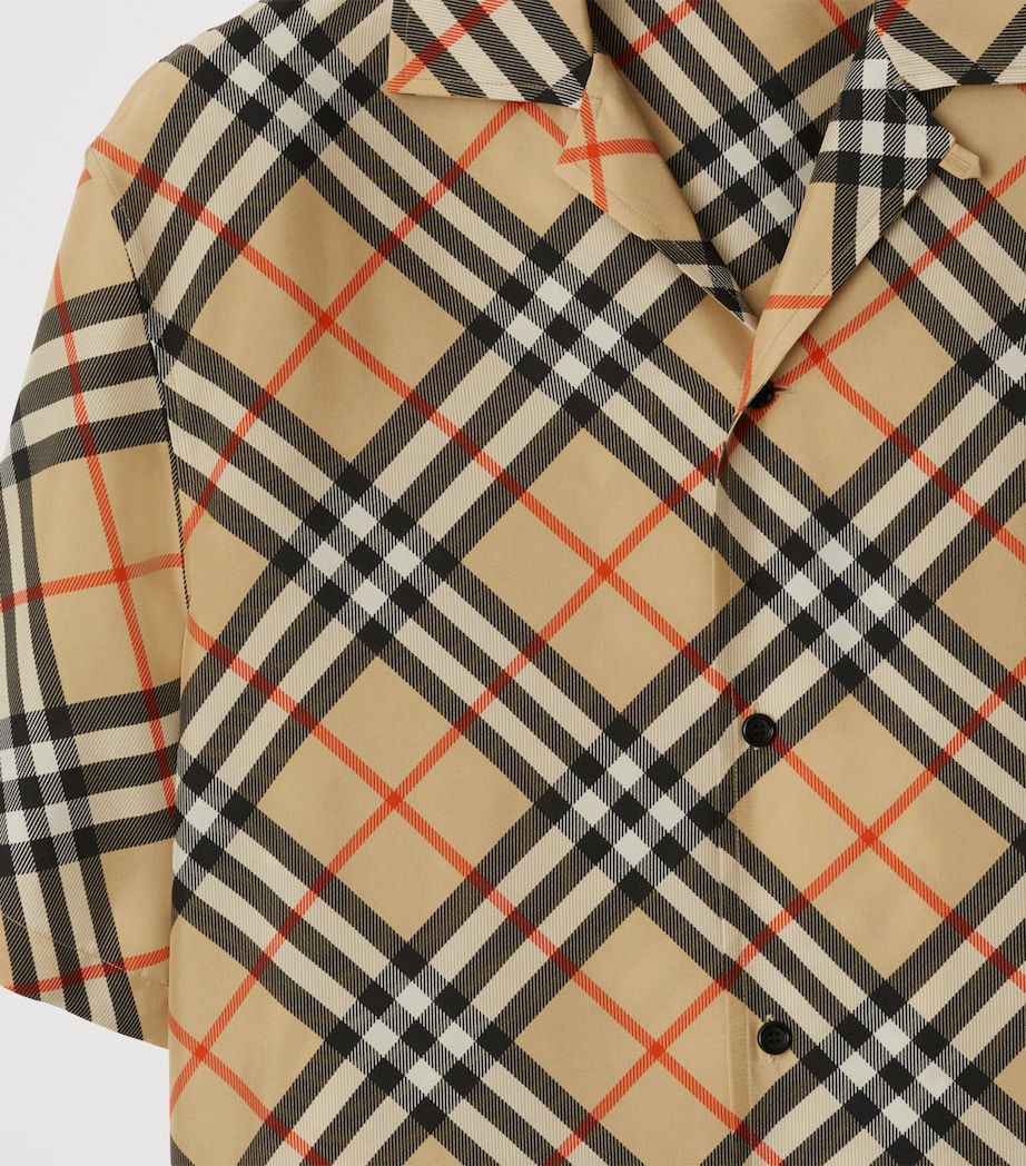Oversized Silk Check Shirt SAND IP CHECK Image 6