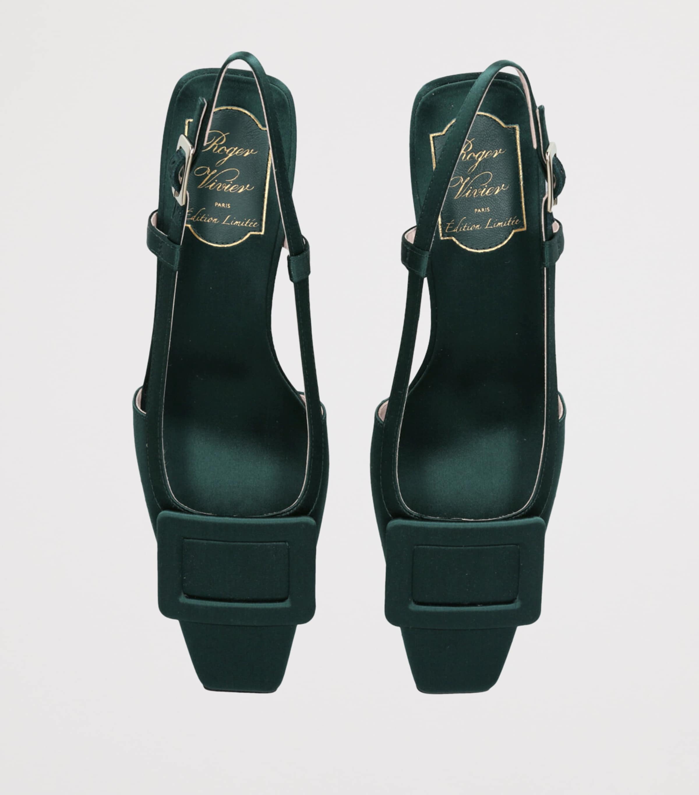 Roger Vivier Satin Belle Vivier Slingback Pumps 45 Green Image 4