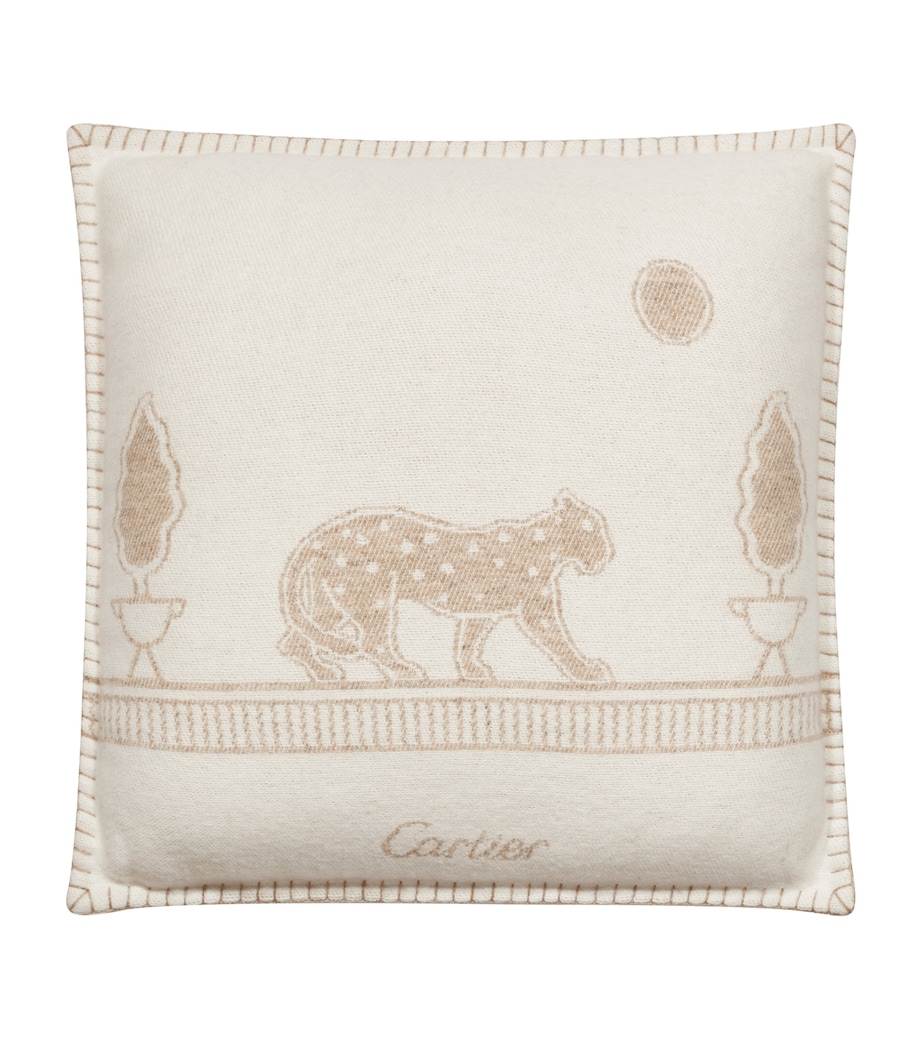Merino Wool-Cashmere Panthère de Cartier Cushion (50cm x 50cm) BEIGE Image 1
