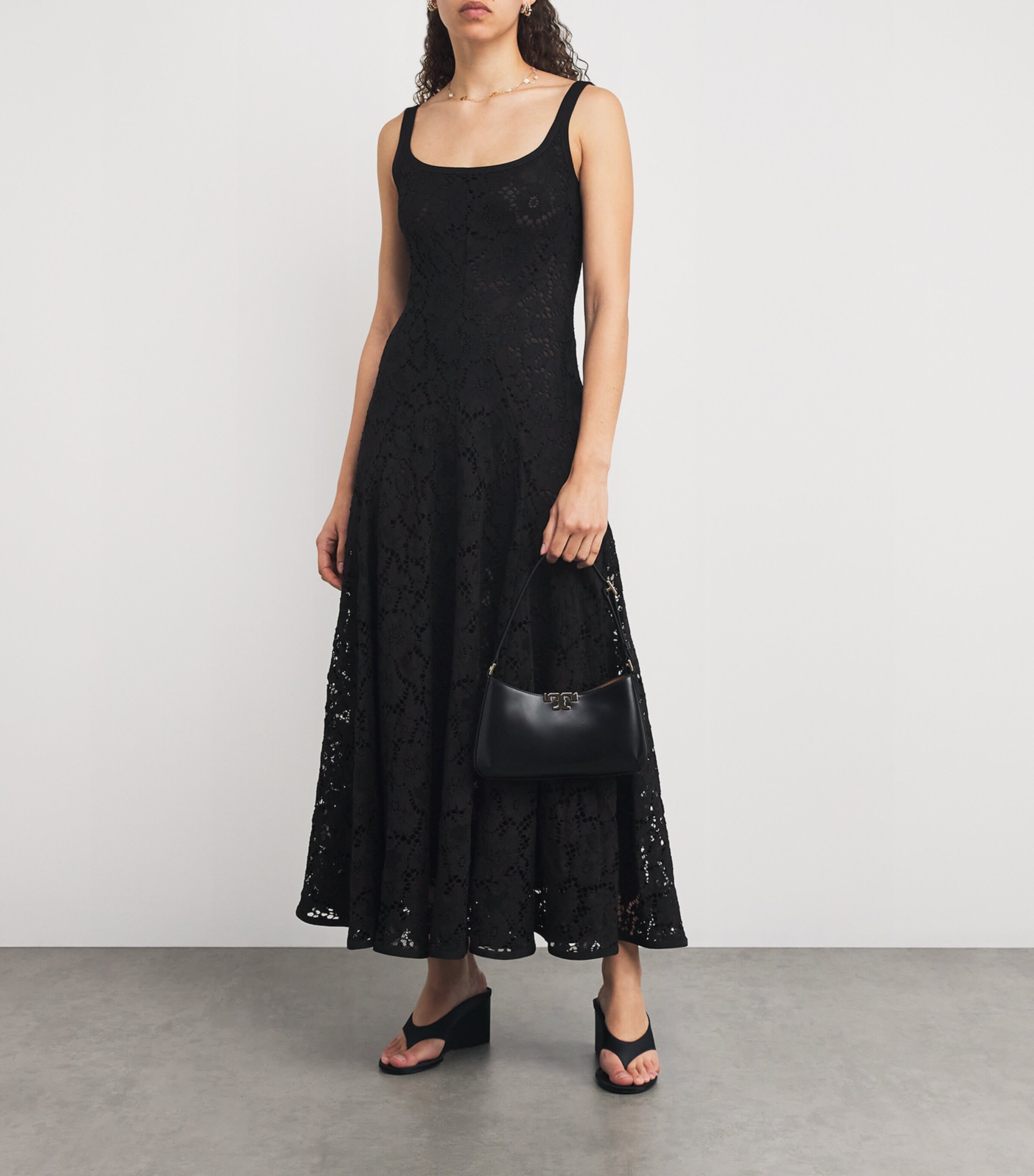 Tory Burch Womens Lace Maxi Dress Black Image 2